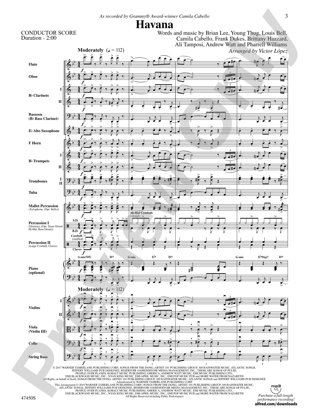 Havana: Full Orchestra Conductor Score & Parts