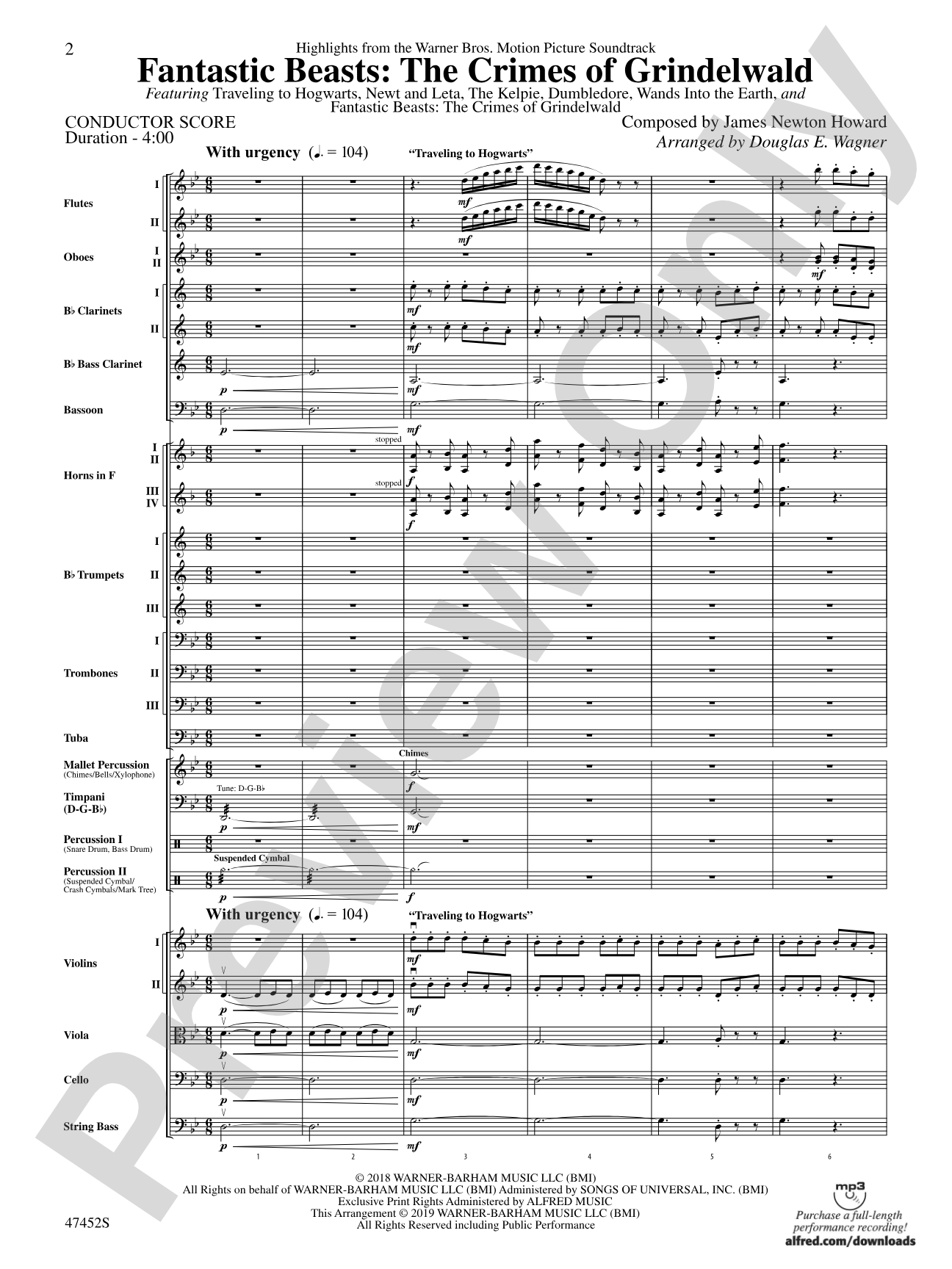 Fantastic Beasts: The Crimes of Grindelwald: Full Orchestra Conductor Score & Parts