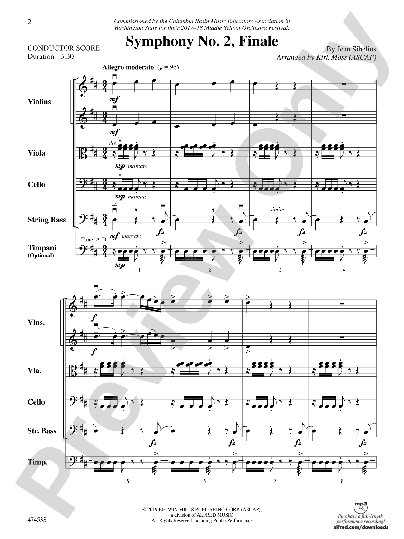 Symphony No. 2, Finale: String Orchestra Conductor Score & Parts