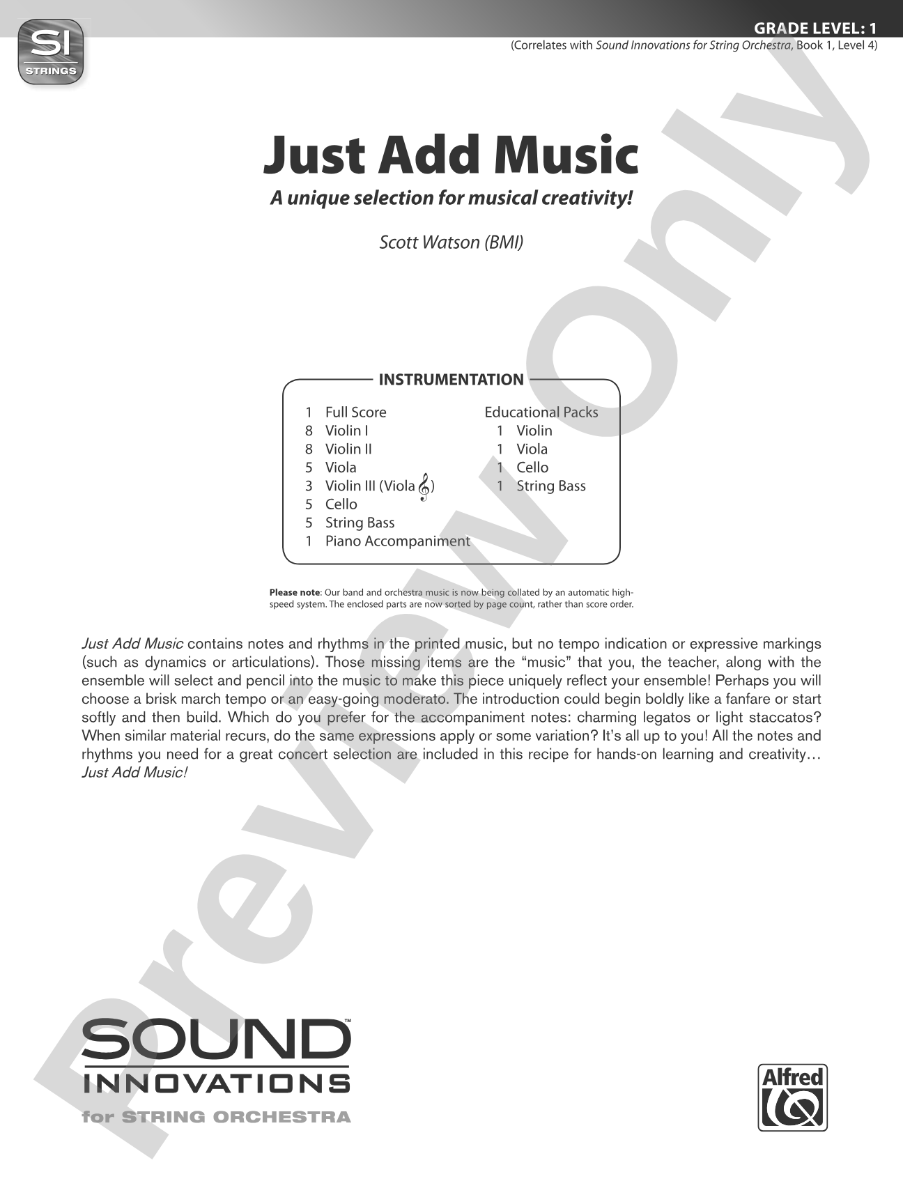 Just Add Music: Score