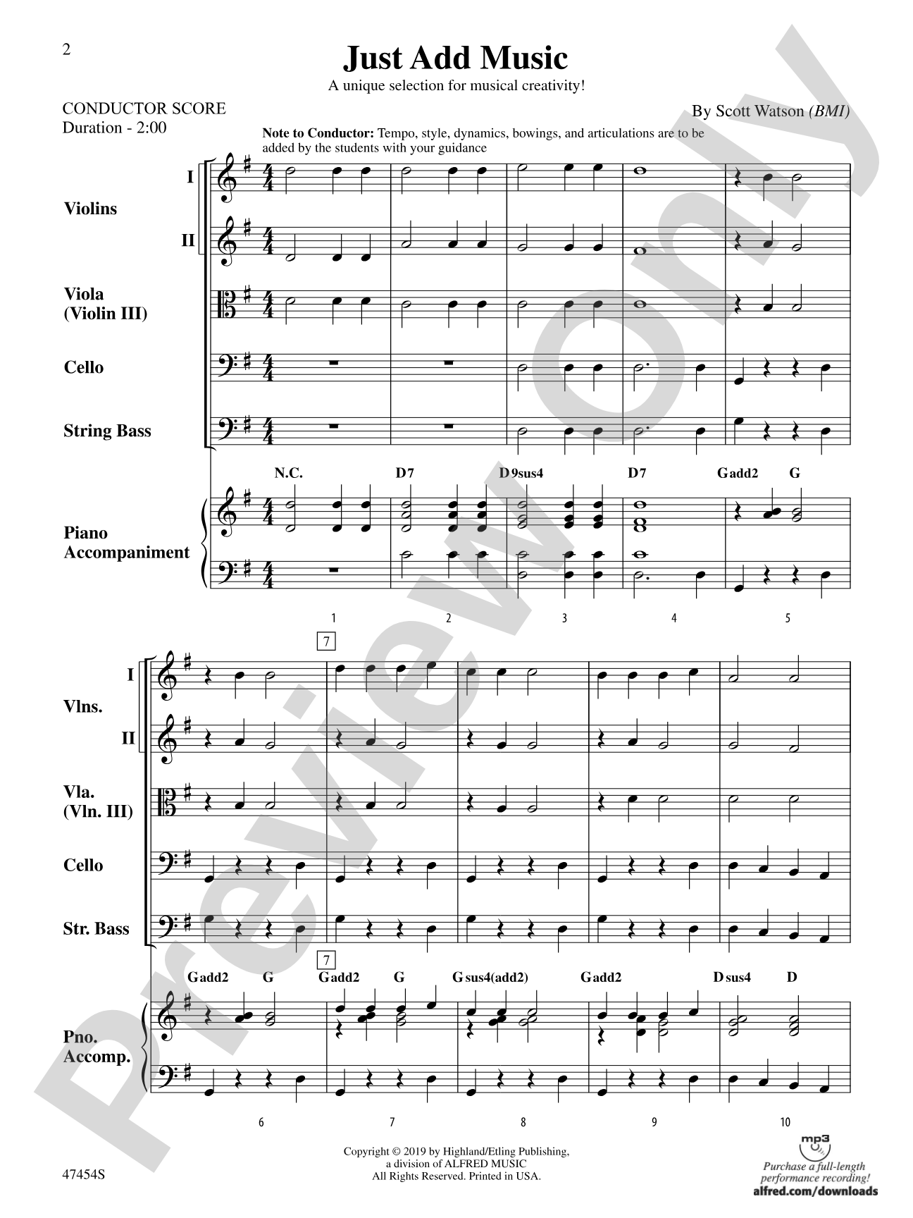 Just Add Music: Score