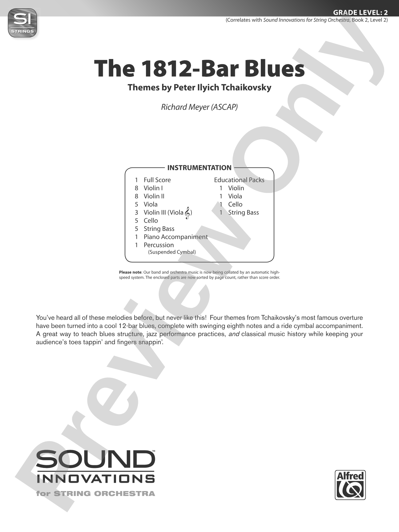 The 1812-Bar Blues: String Orchestra Conductor Score & Parts