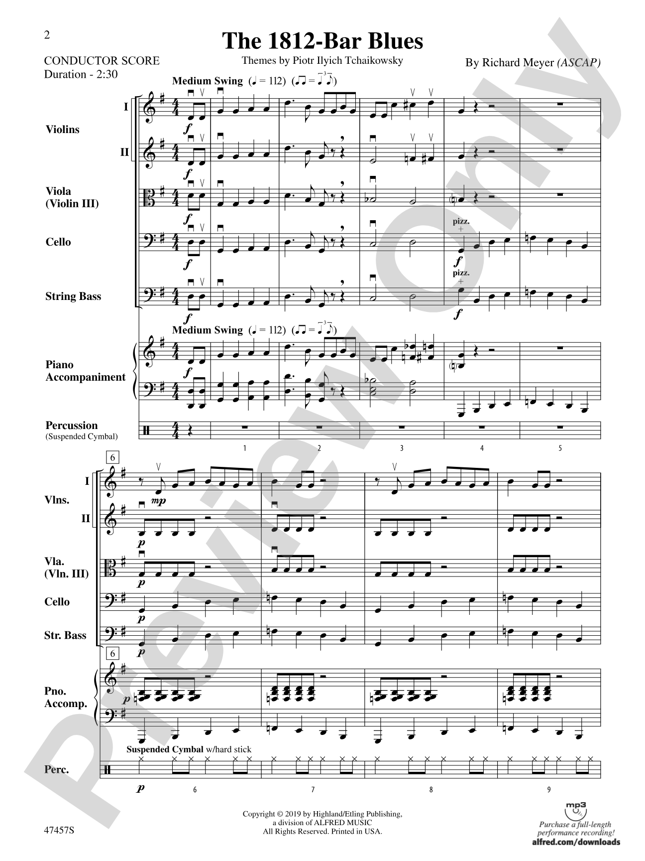 The 1812-Bar Blues: String Orchestra Conductor Score & Parts