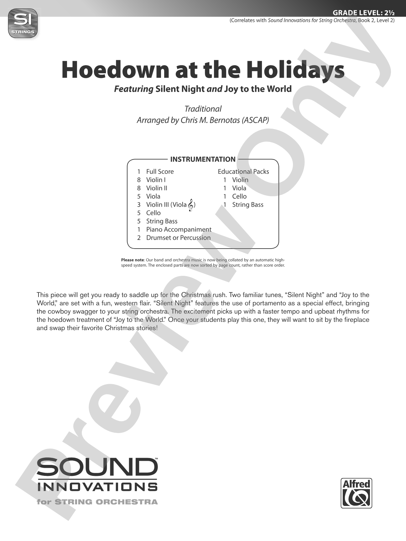 Hoedown at the Holidays: String Orchestra Conductor Score & Parts