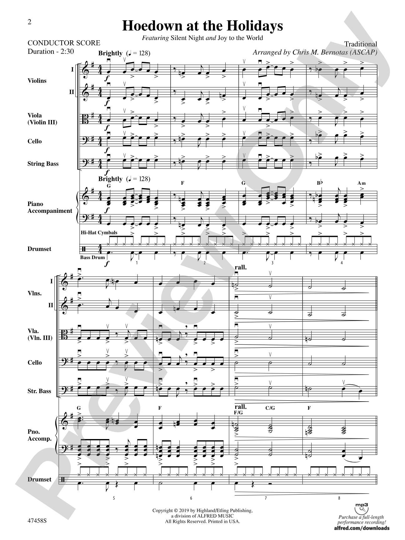 Hoedown at the Holidays: String Orchestra Conductor Score & Parts