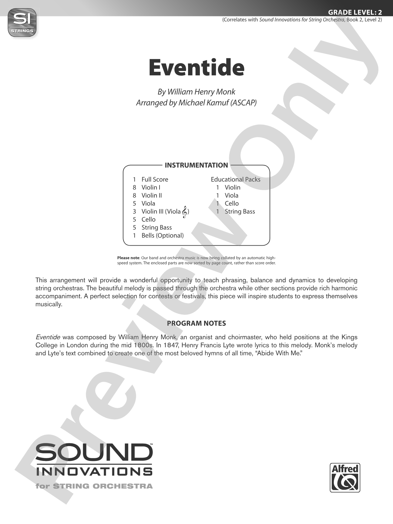 Eventide: String Orchestra Conductor Score & Parts