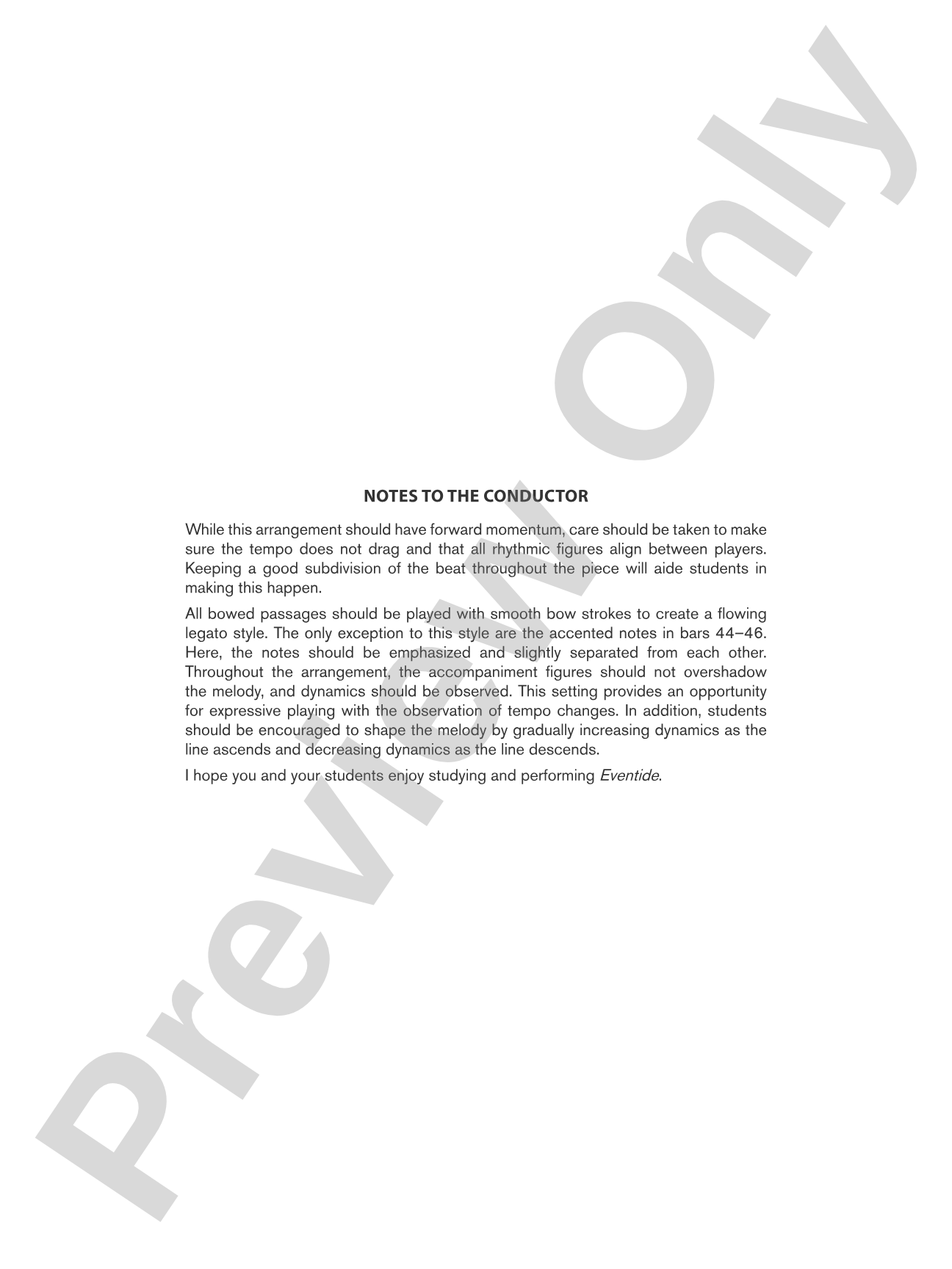 Eventide: String Orchestra Conductor Score & Parts
