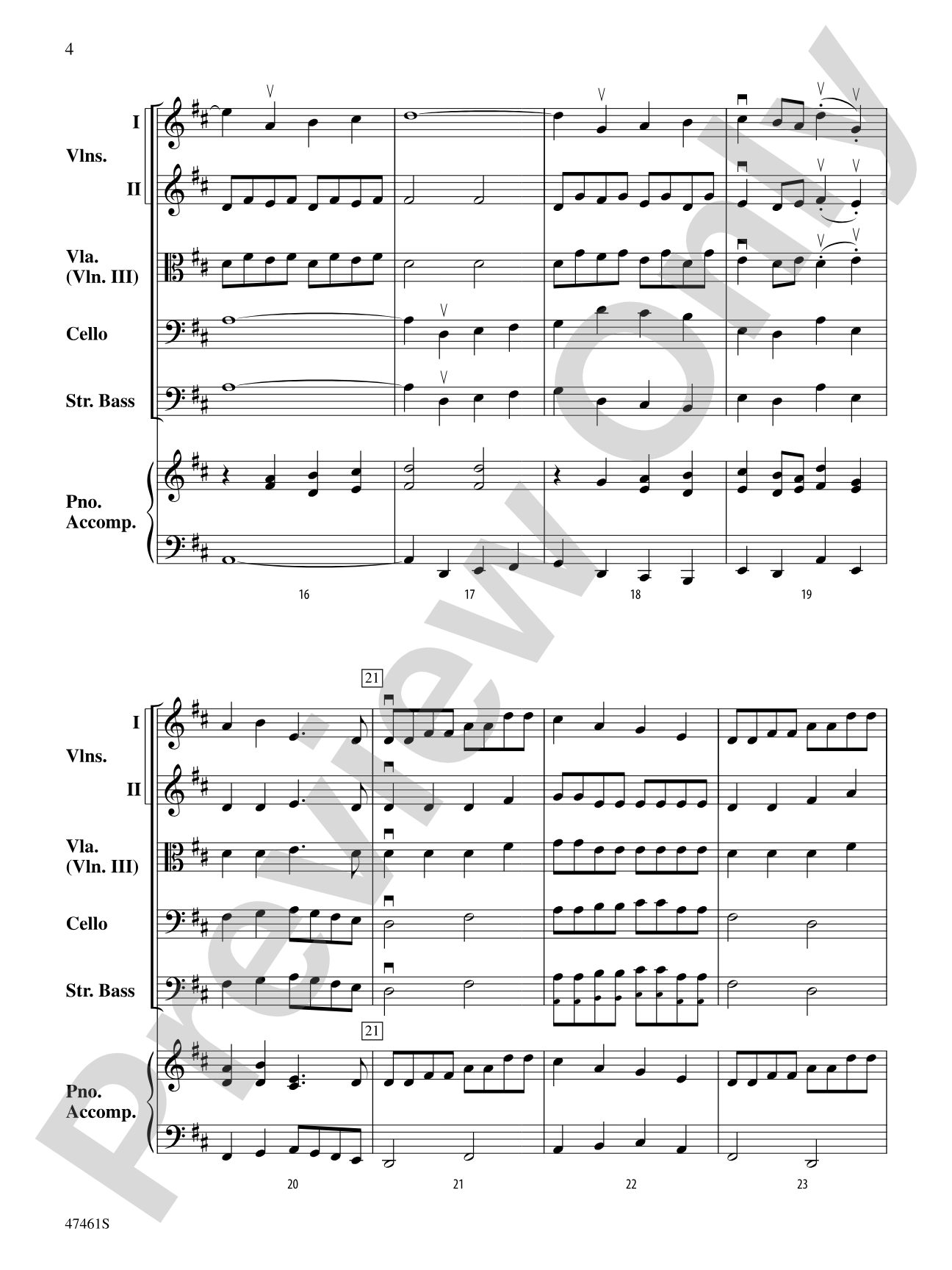 Brandenburg Concerto No. 5: String Orchestra Conductor Score & Parts