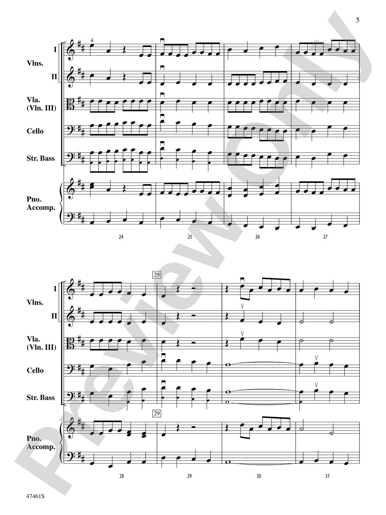 Brandenburg Concerto No. 5: String Orchestra Conductor Score & Parts