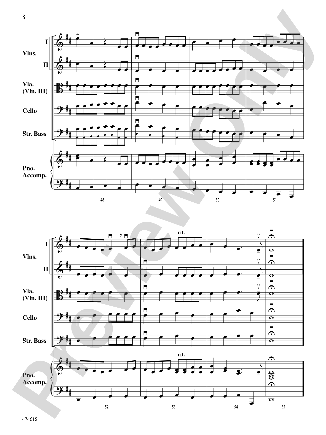 Brandenburg Concerto No. 5: String Orchestra Conductor Score & Parts