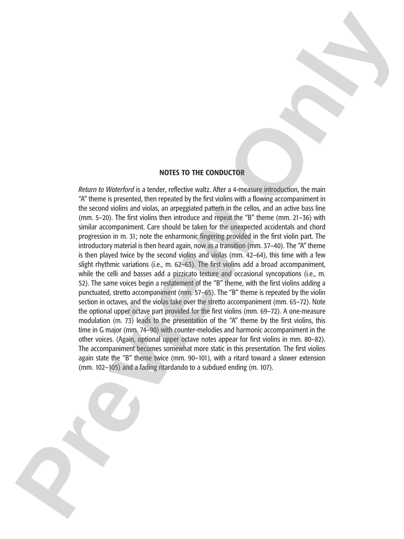 Return to Waterford: String Orchestra Conductor Score & Parts