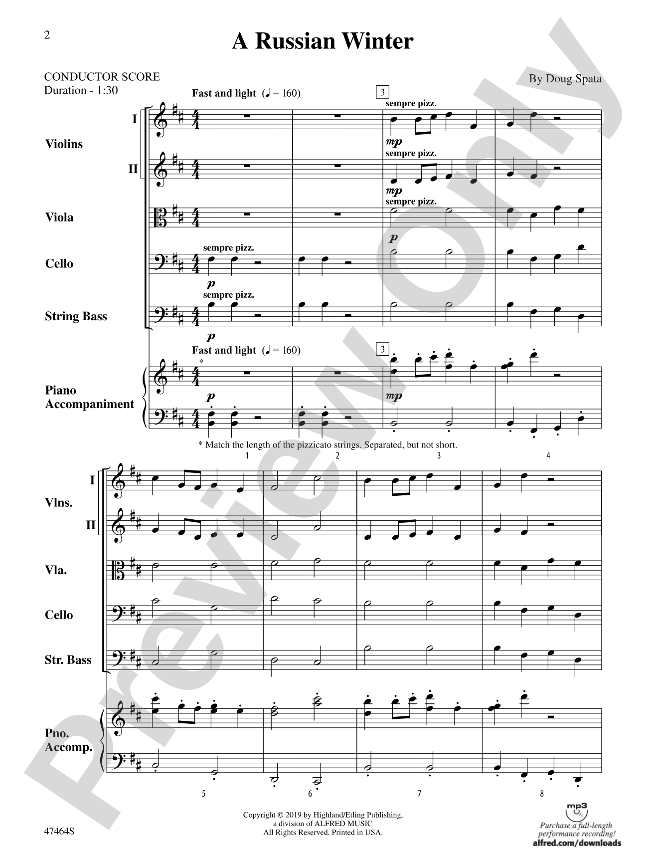 A Russian Winter: String Orchestra Conductor Score & Parts