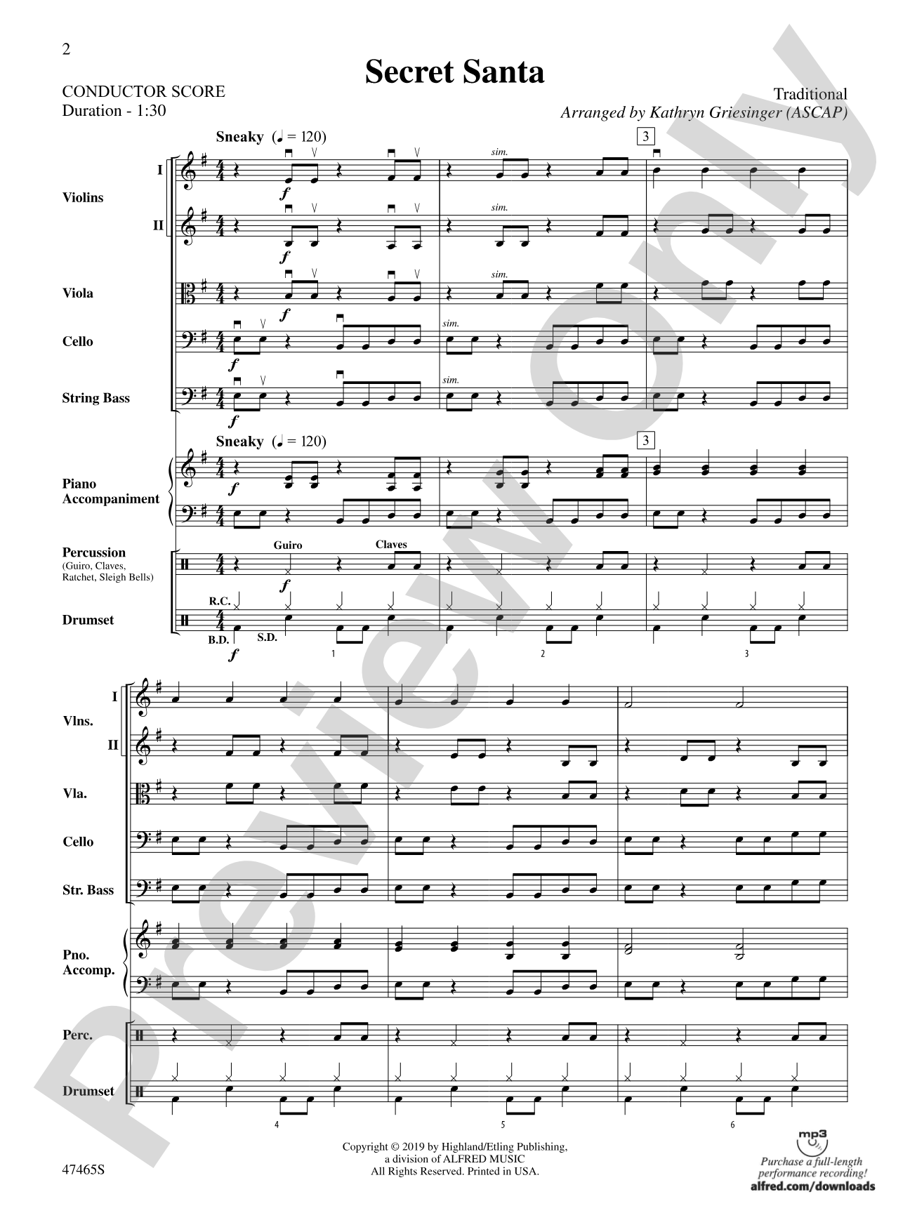 Secret Santa: String Orchestra Conductor Score & Parts