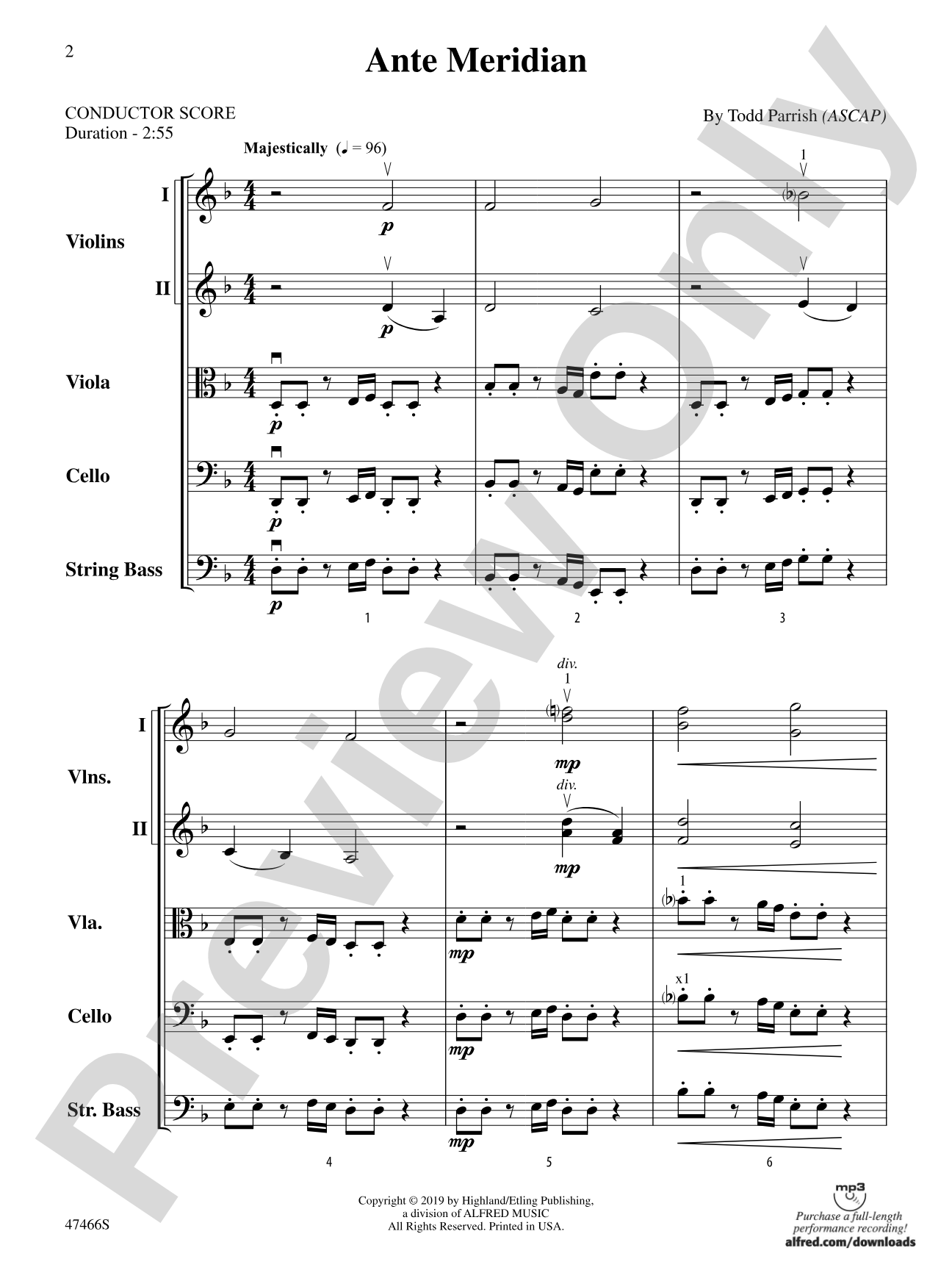 Ante Meridian: String Orchestra Conductor Score & Parts