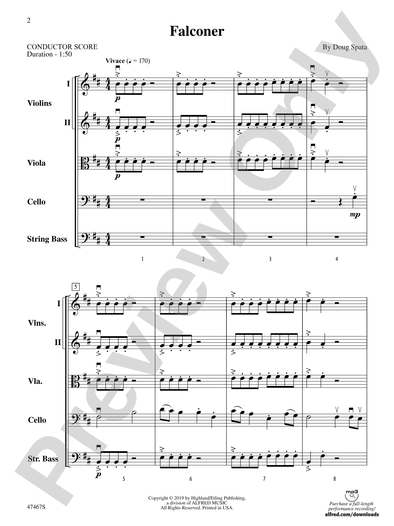 Falconer: String Orchestra Conductor Score & Parts