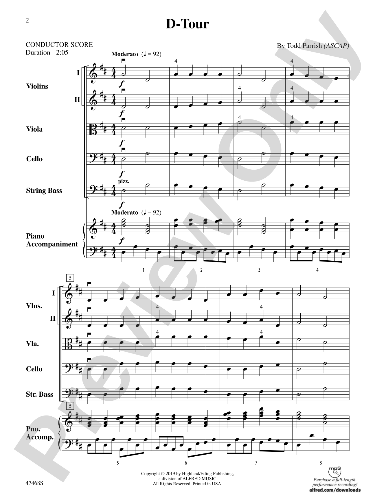 D-Tour: String Orchestra Conductor Score & Parts