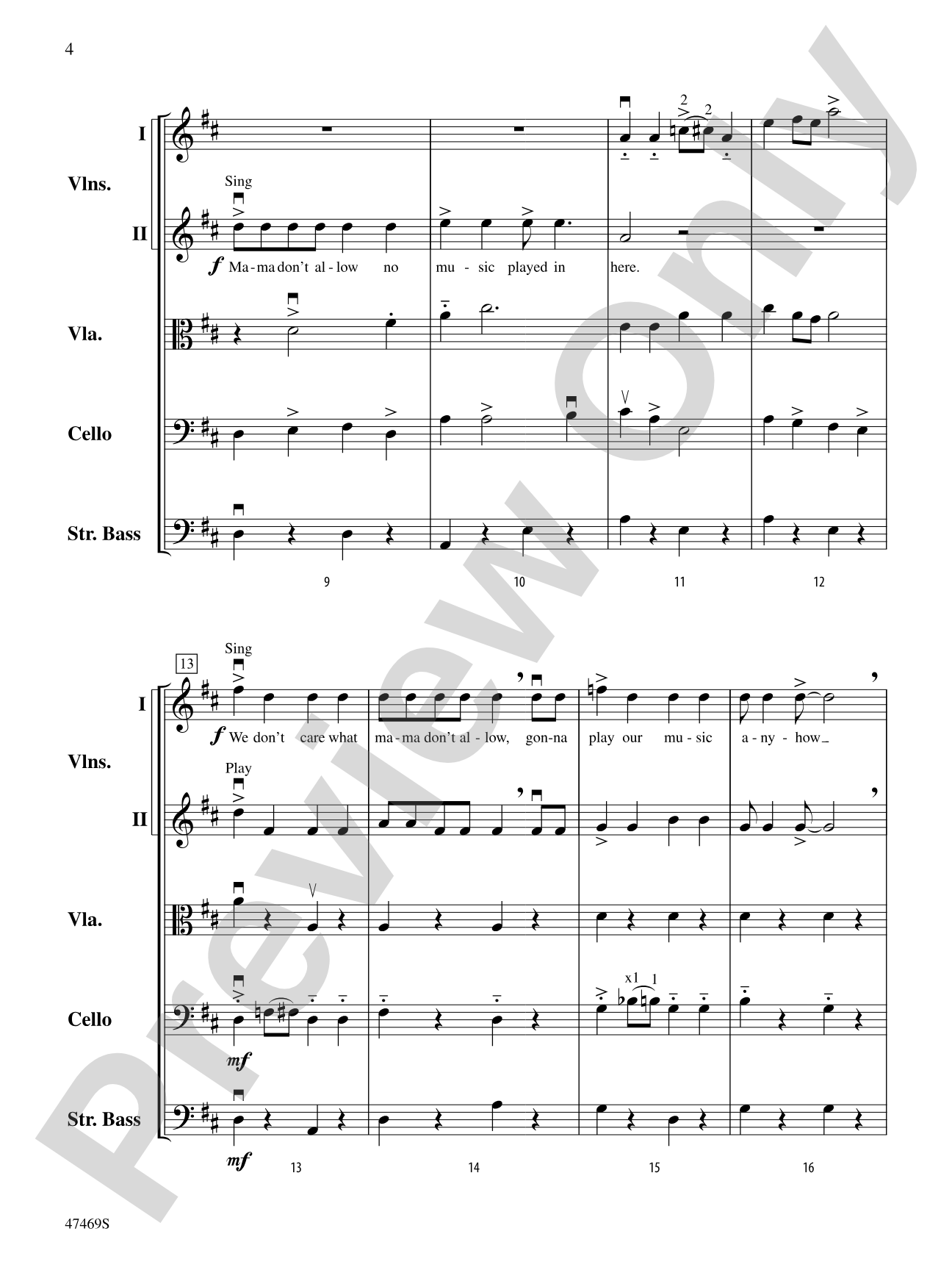 Mama Don't Allow: String Orchestra Conductor Score
