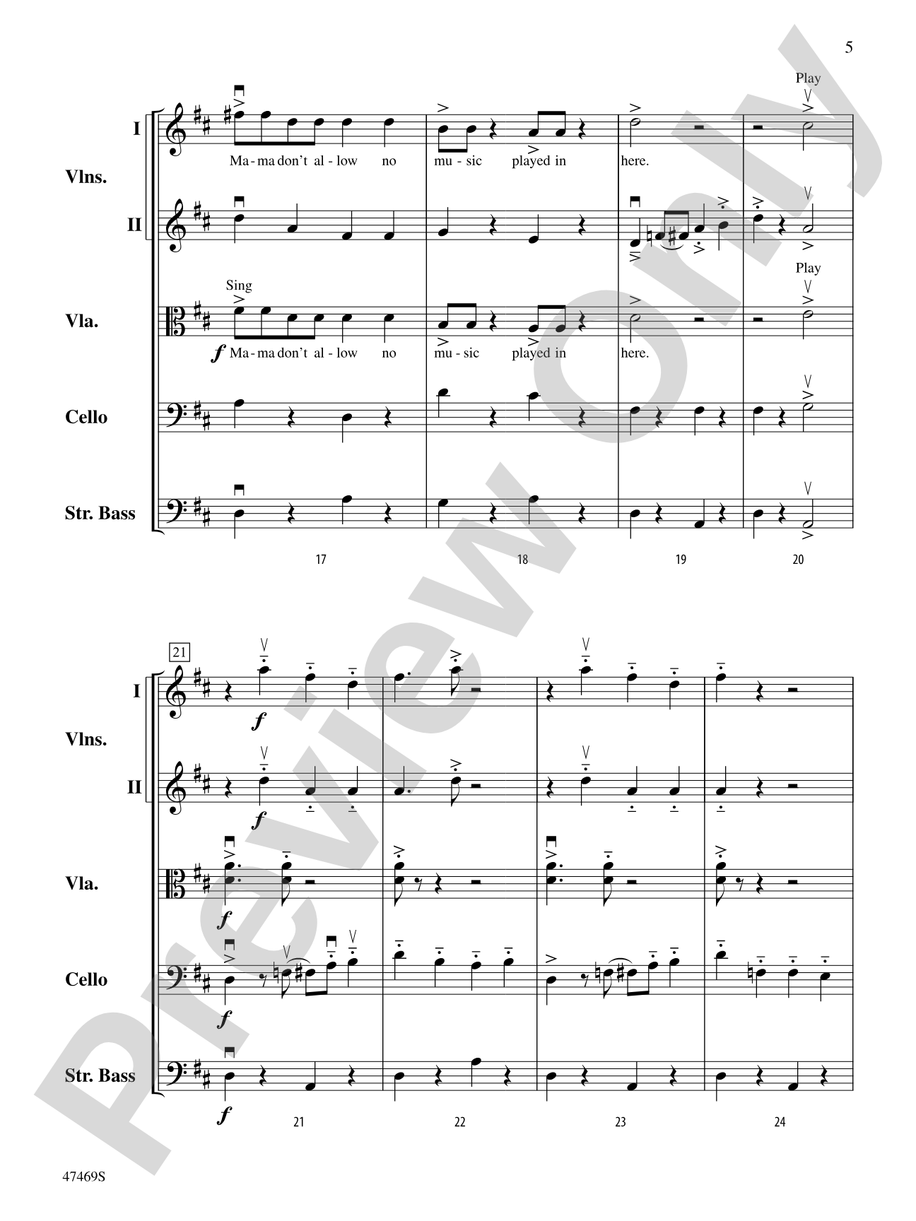 Mama Don't Allow: String Orchestra Conductor Score