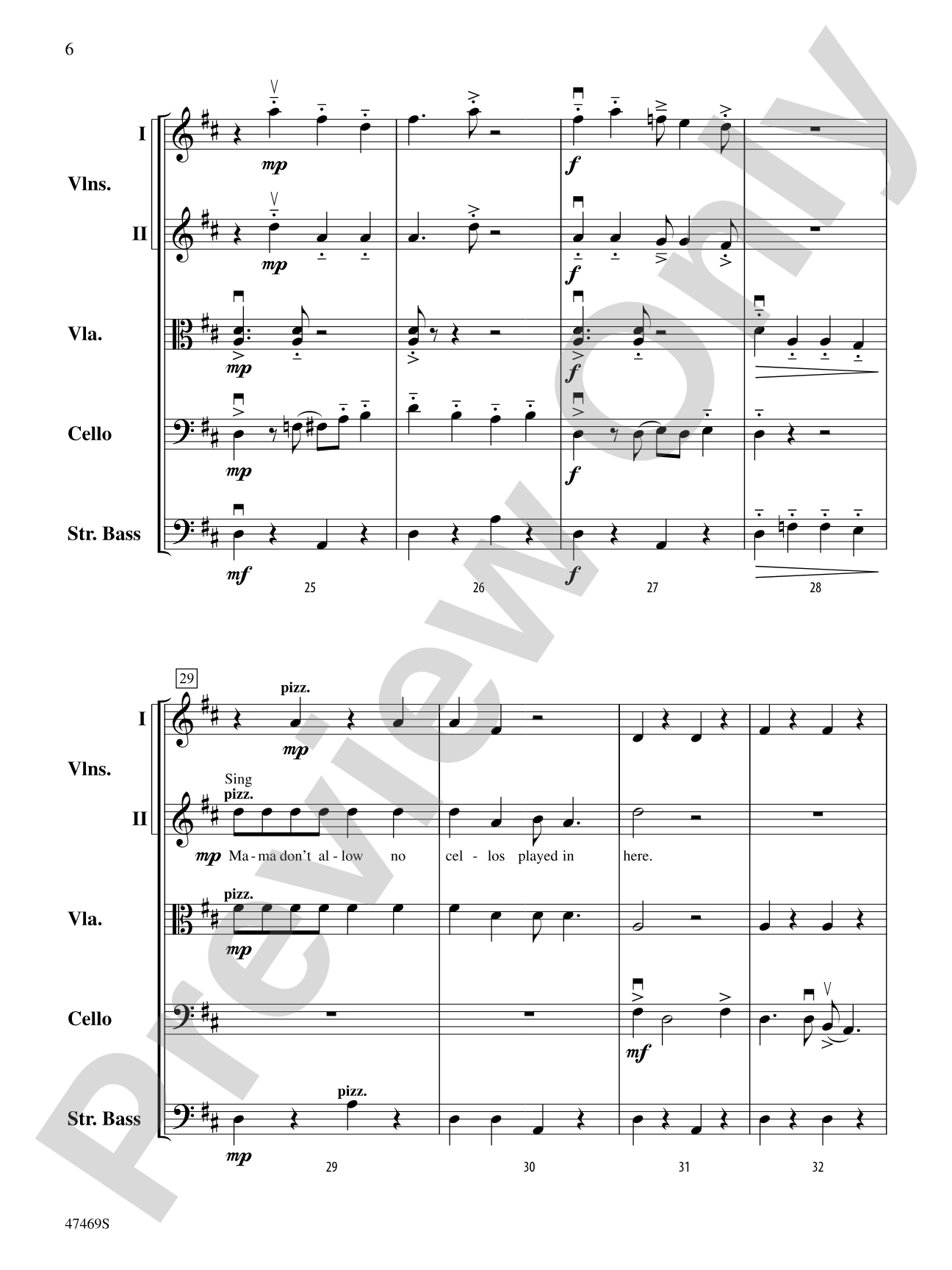 Mama Don't Allow: String Orchestra Conductor Score