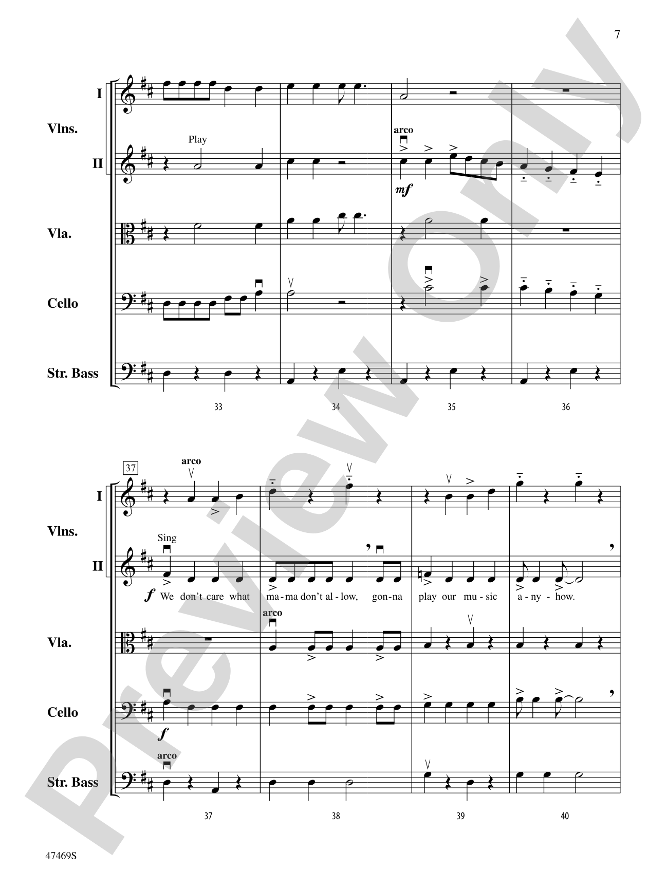 Mama Don't Allow: String Orchestra Conductor Score