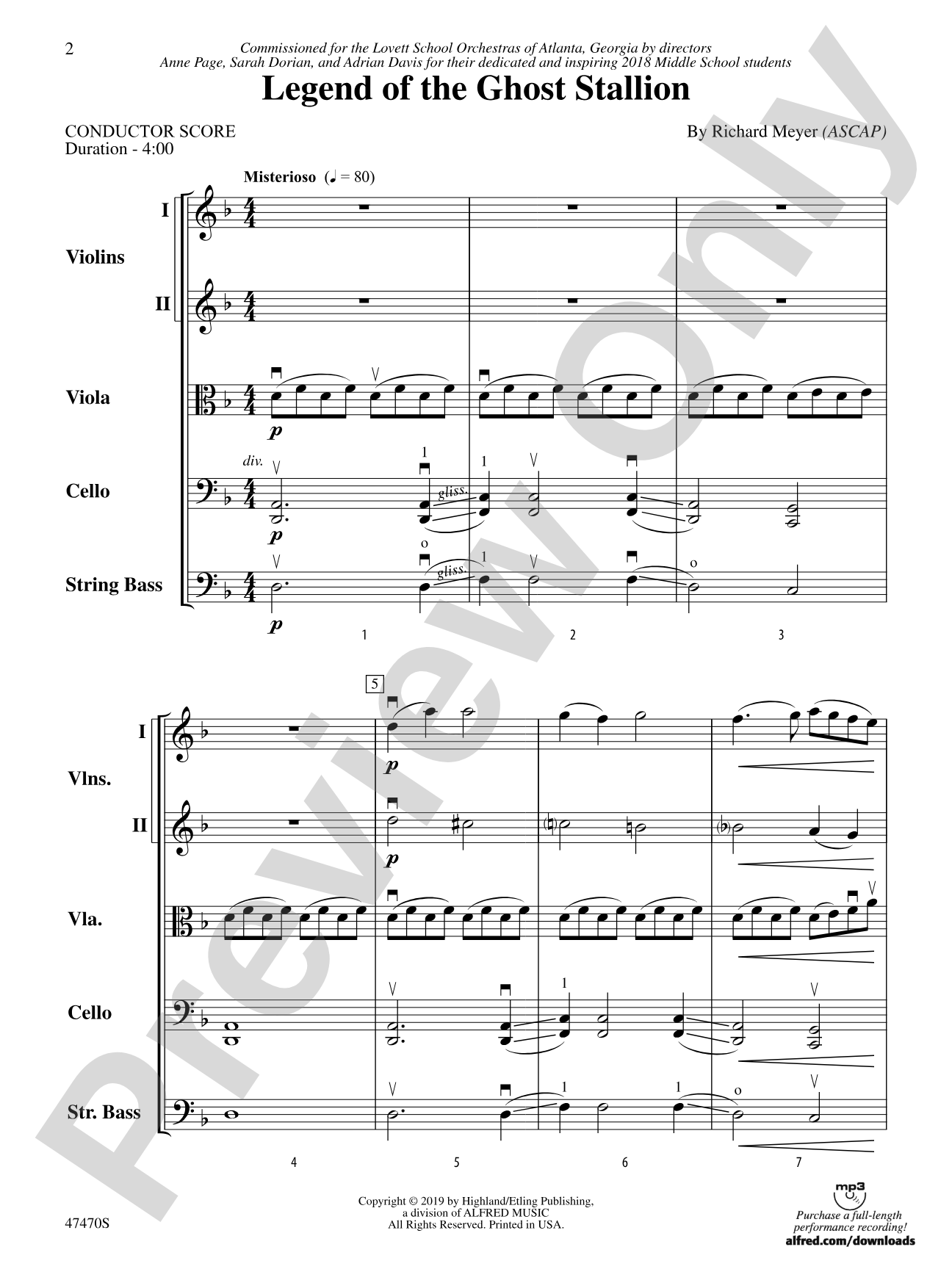Legend of the Ghost Stallion: String Orchestra Conductor Score & Parts