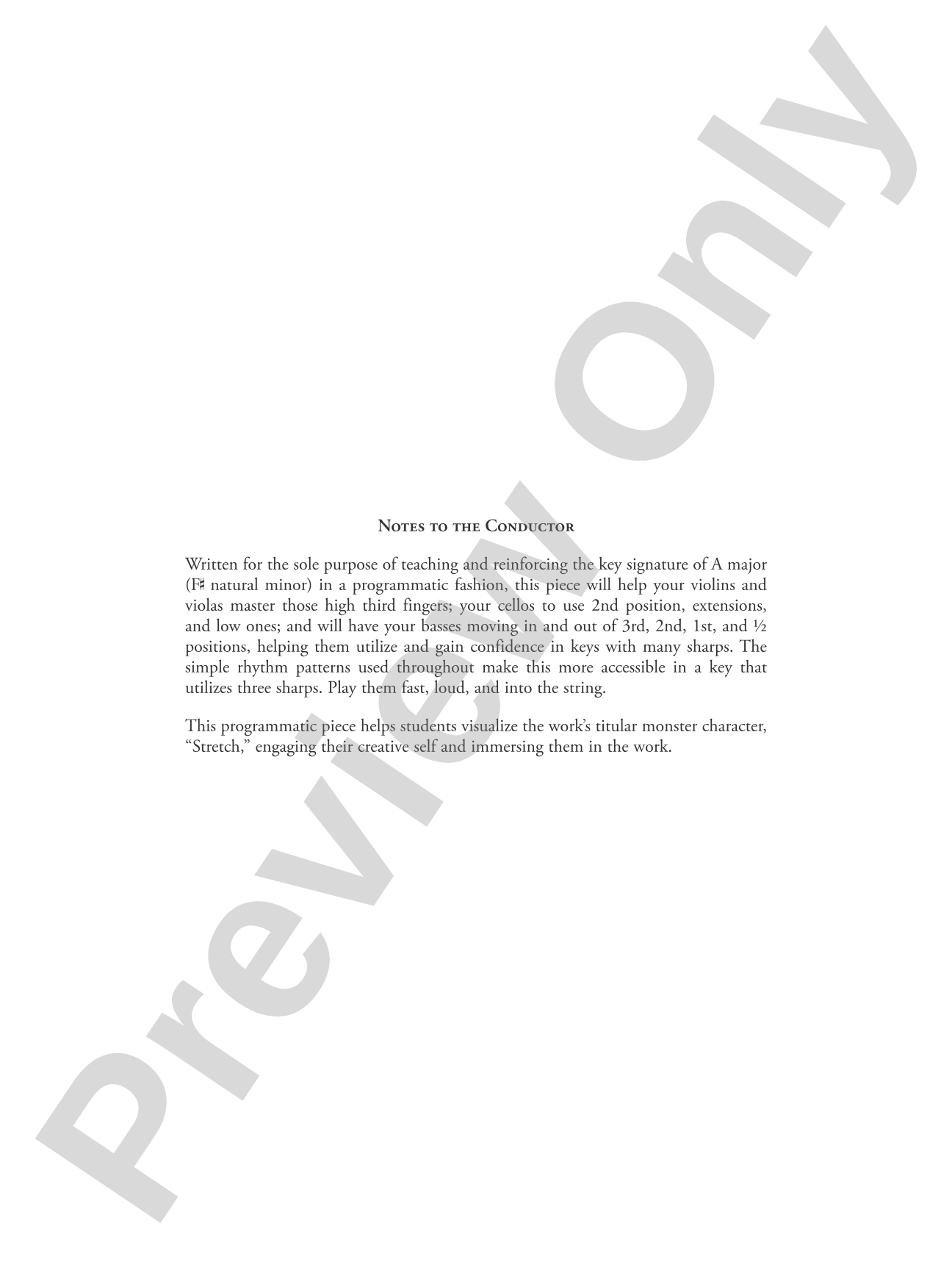 The Monster Named Stretch: String Orchestra Conductor Score & Parts