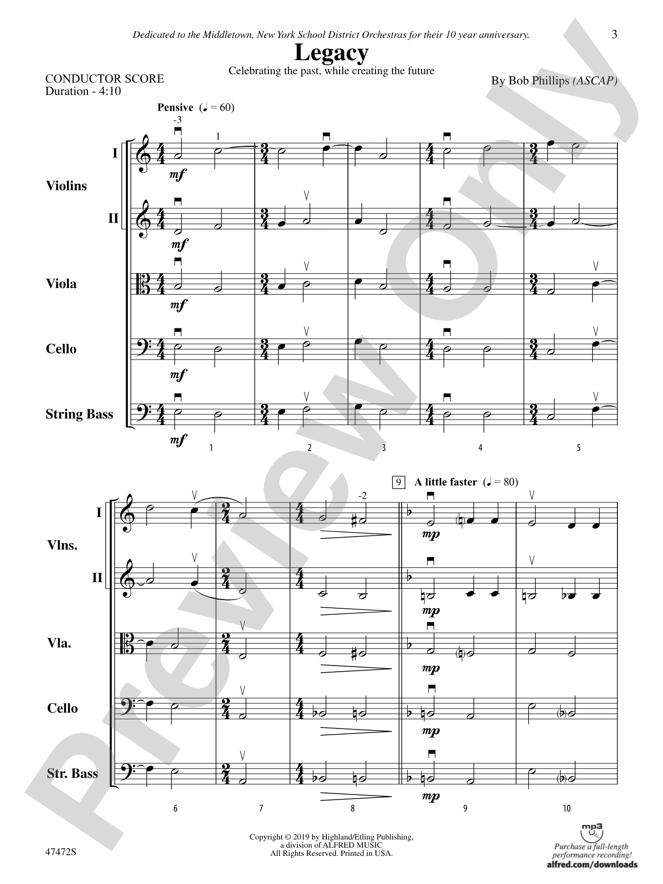 Legacy: String Orchestra Conductor Score & Parts