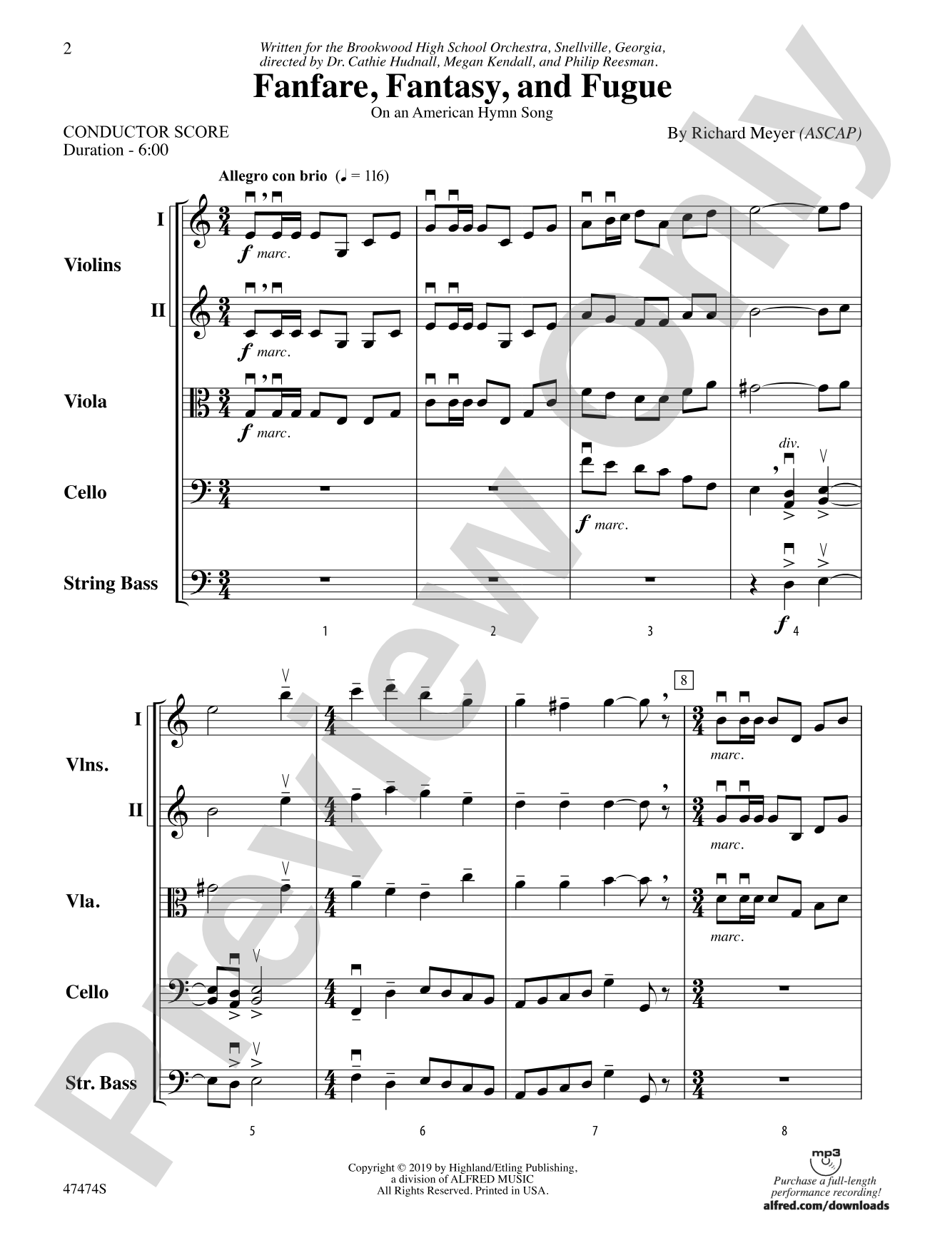 Fanfare, Fantasy, and Fugue: String Orchestra Conductor Score & Parts