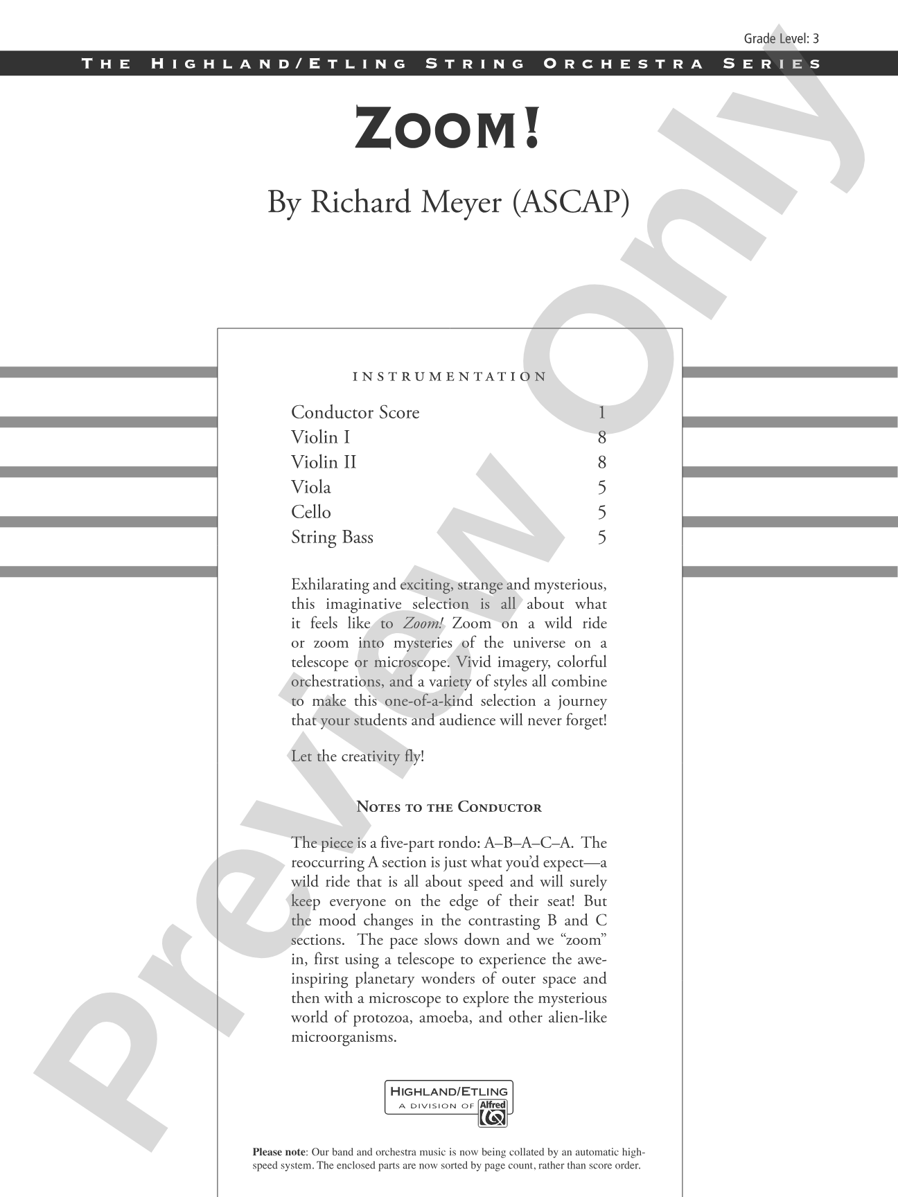 Zoom!: String Orchestra Conductor Score & Parts