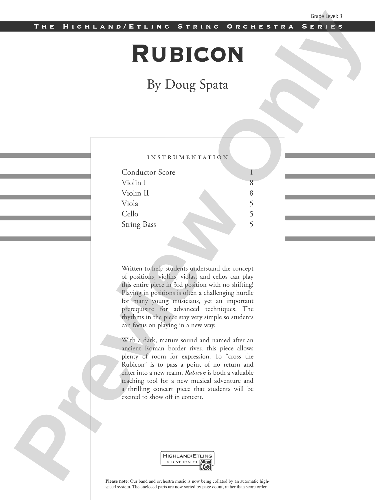 Rubicon: String Orchestra Conductor Score & Parts