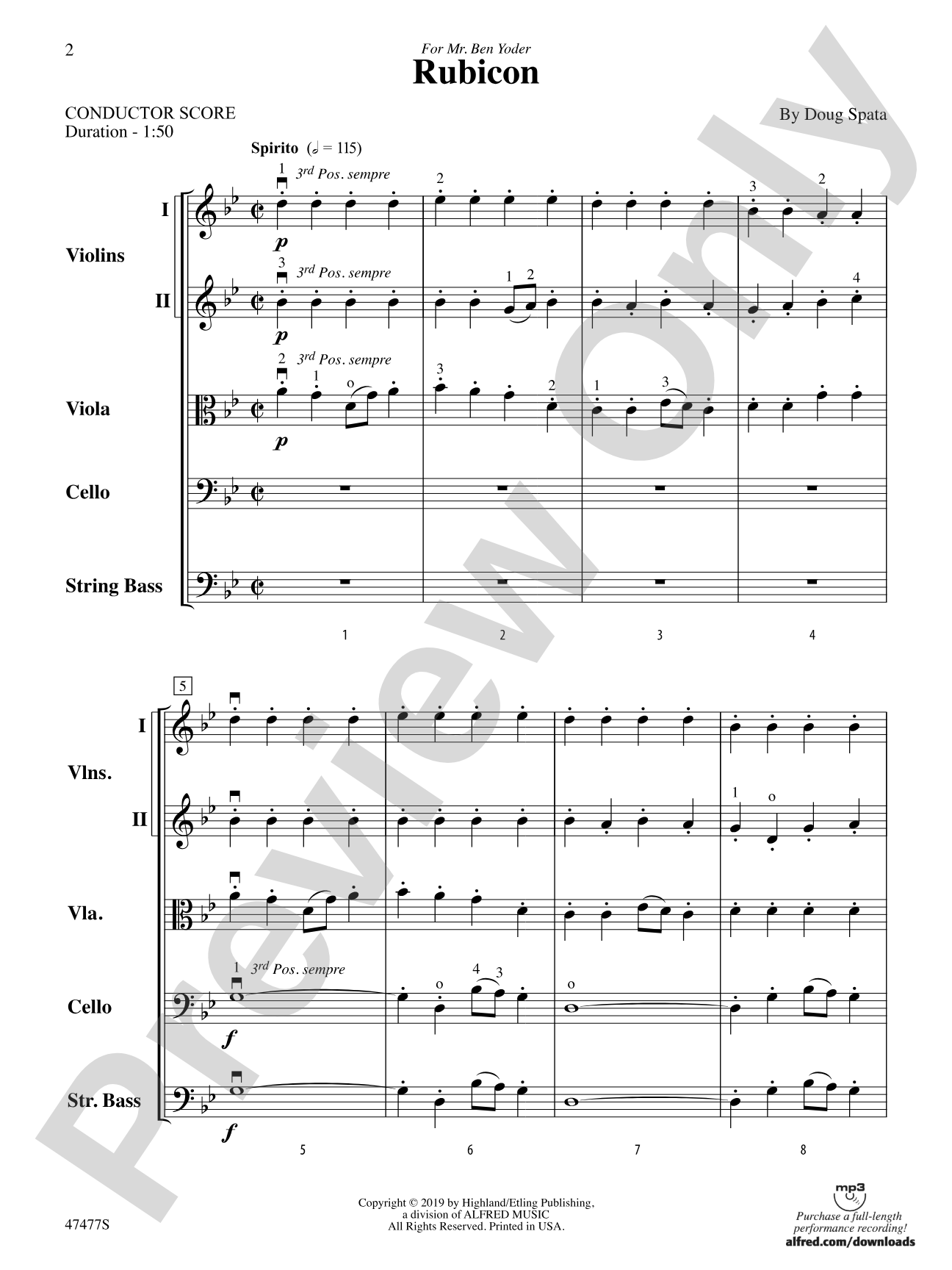 Rubicon: String Orchestra Conductor Score & Parts