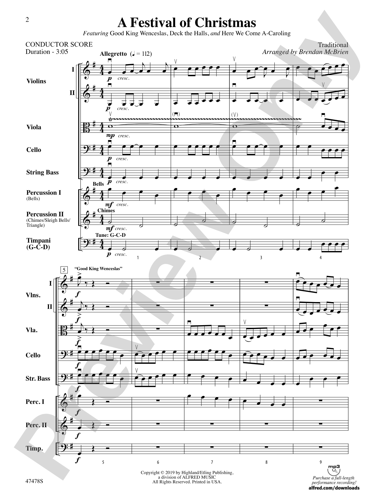 A Festival of Christmas: String Orchestra Conductor Score & Parts