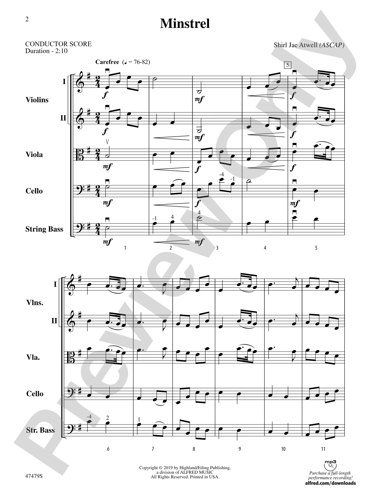 Minstrel: String Orchestra Conductor Score & Parts