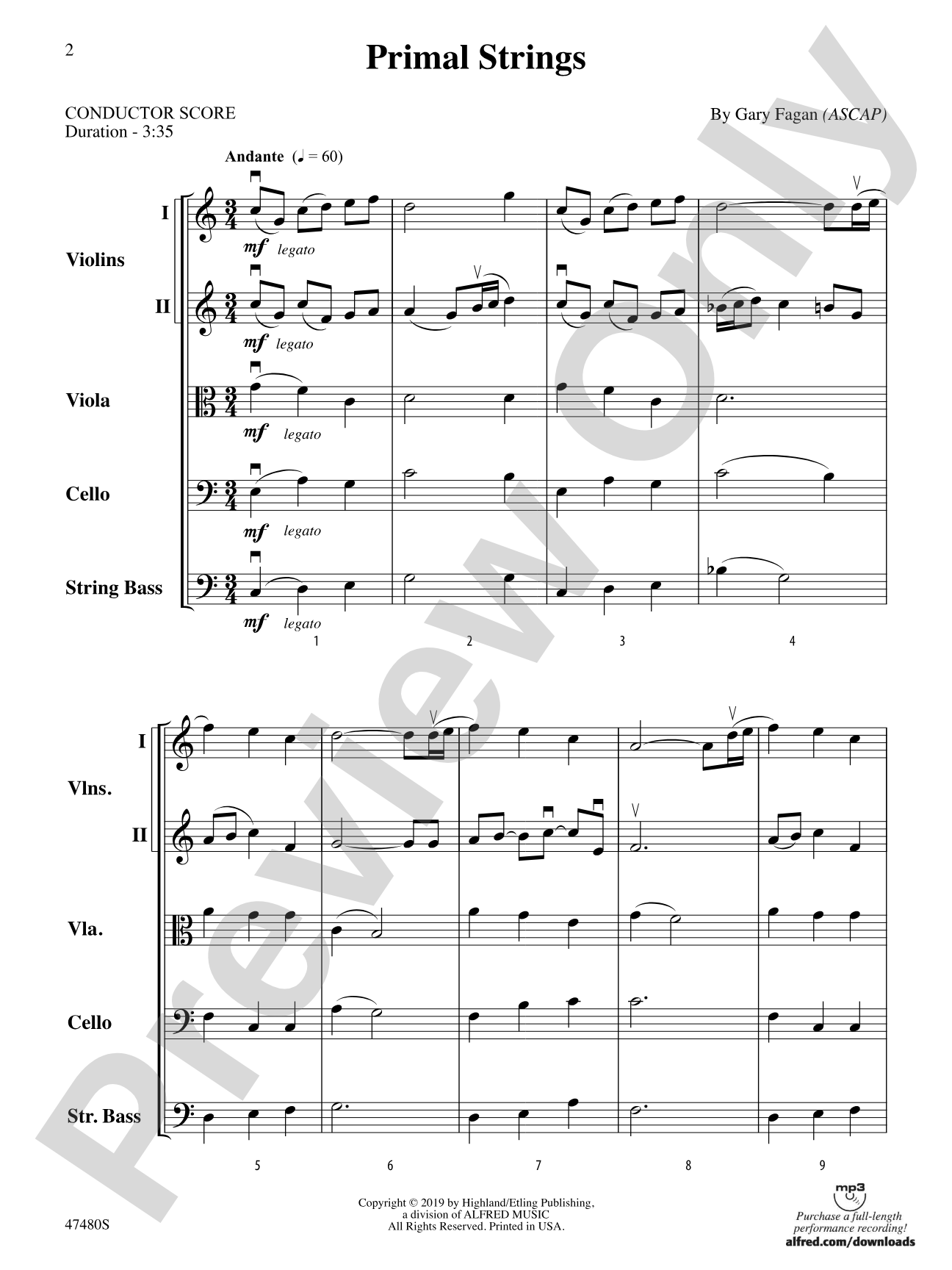 Primal Strings: String Orchestra Conductor Score & Parts
