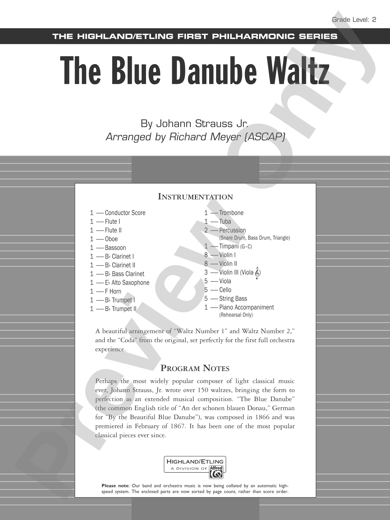 The Blue Danube Waltz: Score