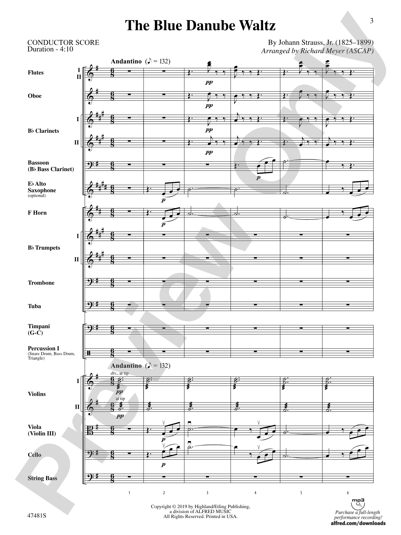The Blue Danube Waltz: Score
