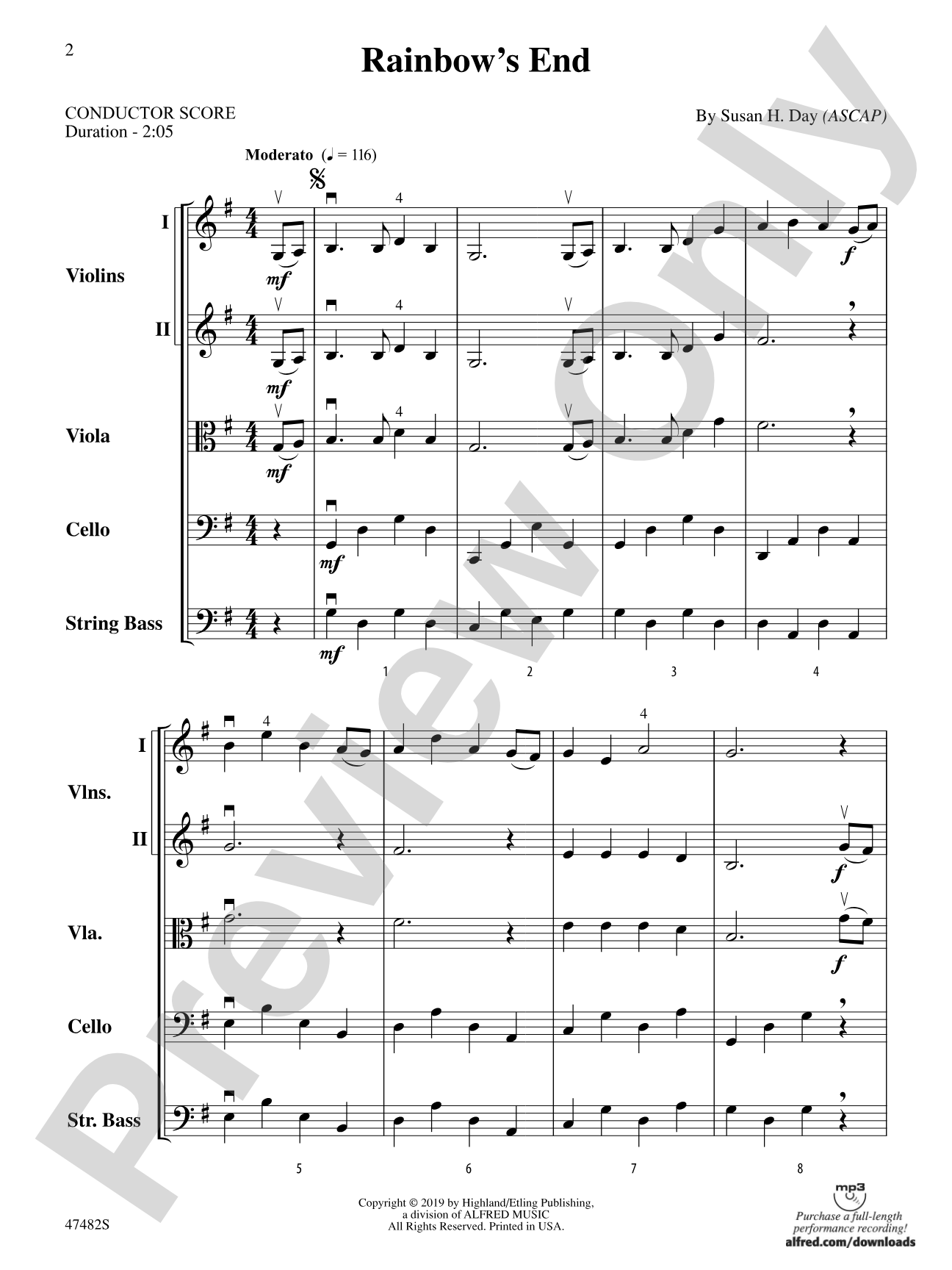 Rainbow's End: String Orchestra Conductor Score & Parts