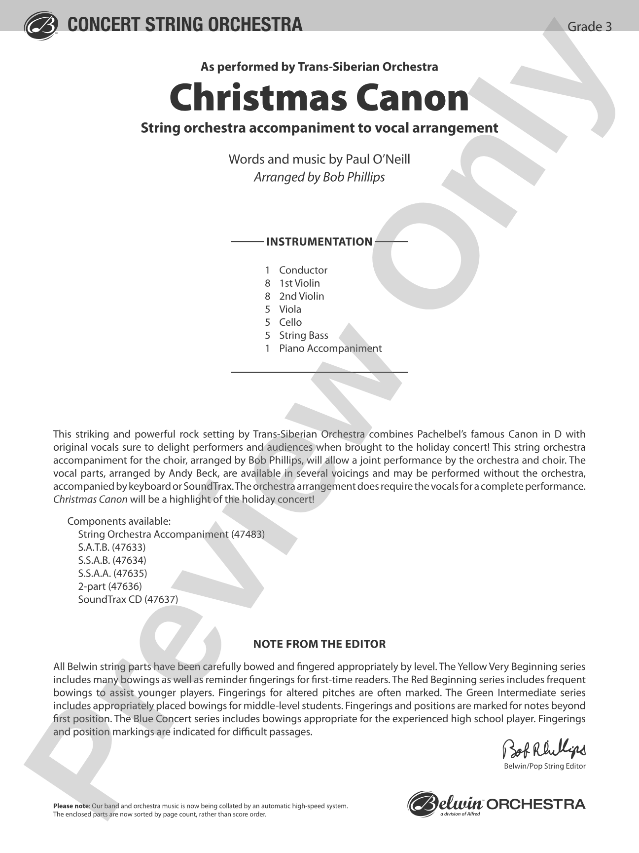 Christmas Canon: Score