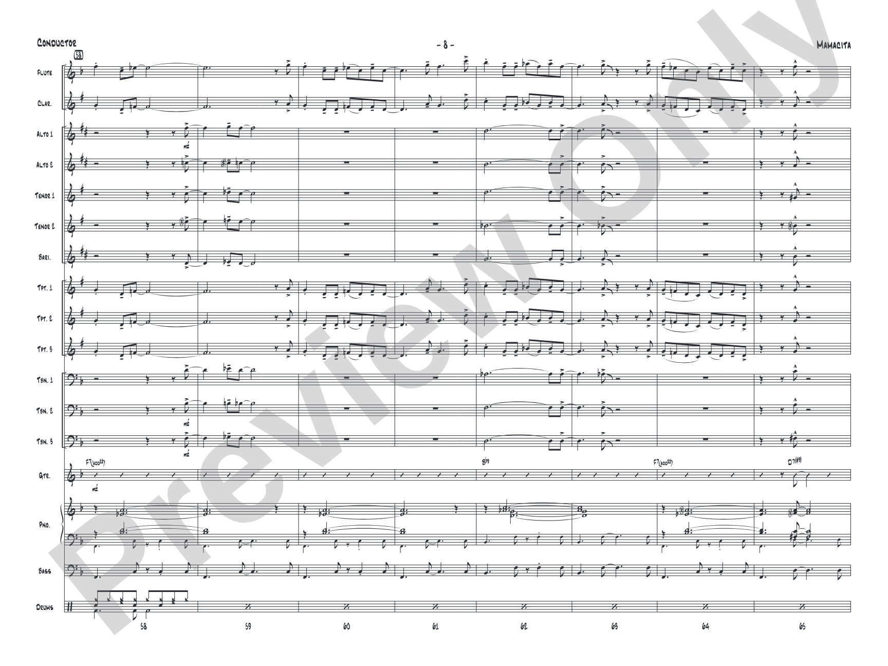 Mamacita: Jazz Ensemble Conductor Score & Parts