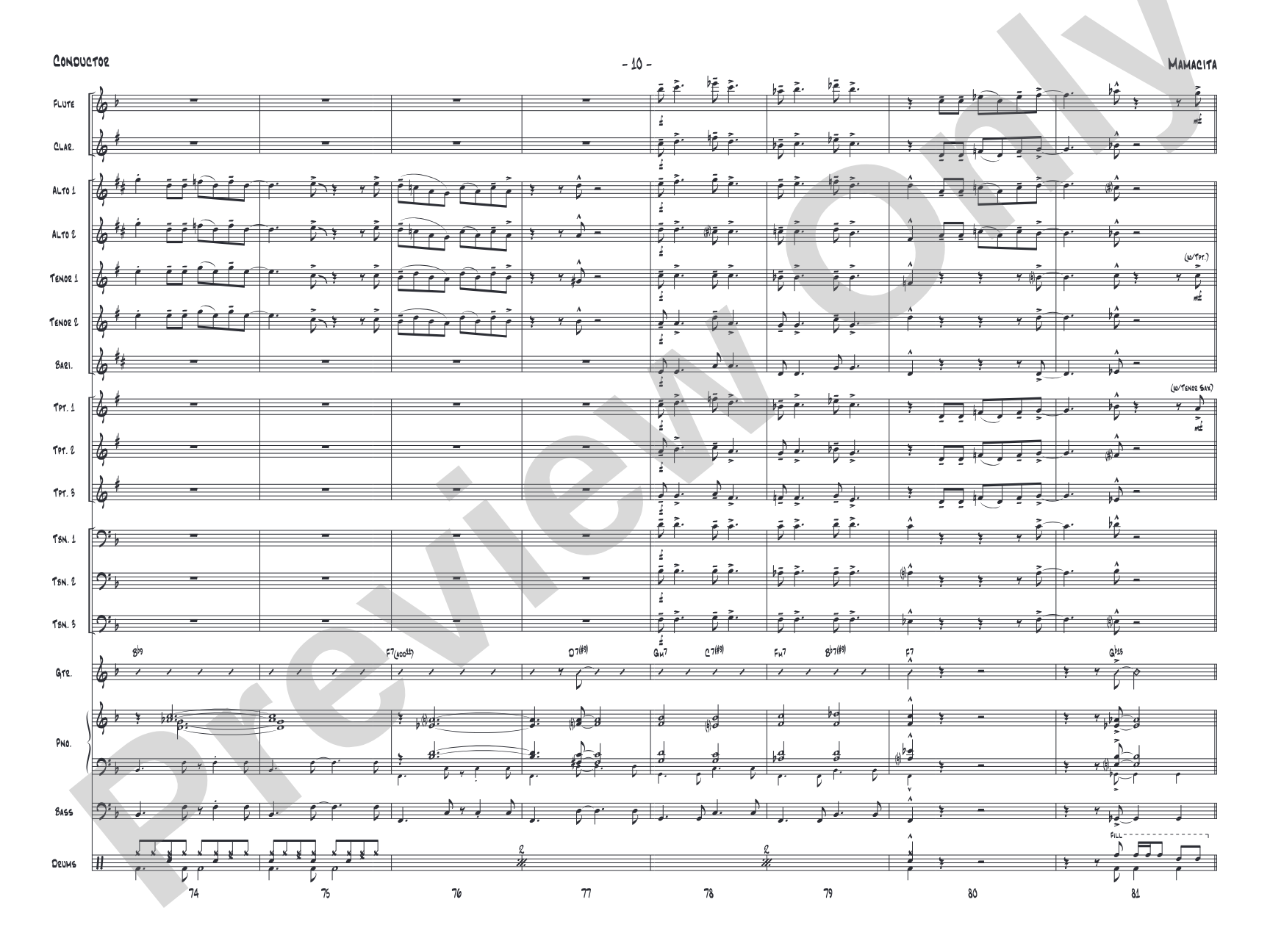 Mamacita: Jazz Ensemble Conductor Score & Parts