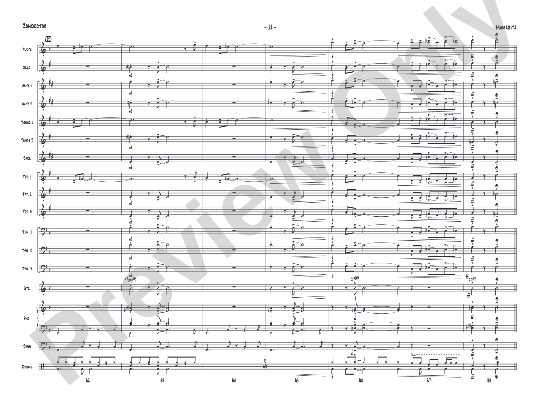 Mamacita: Jazz Ensemble Conductor Score & Parts
