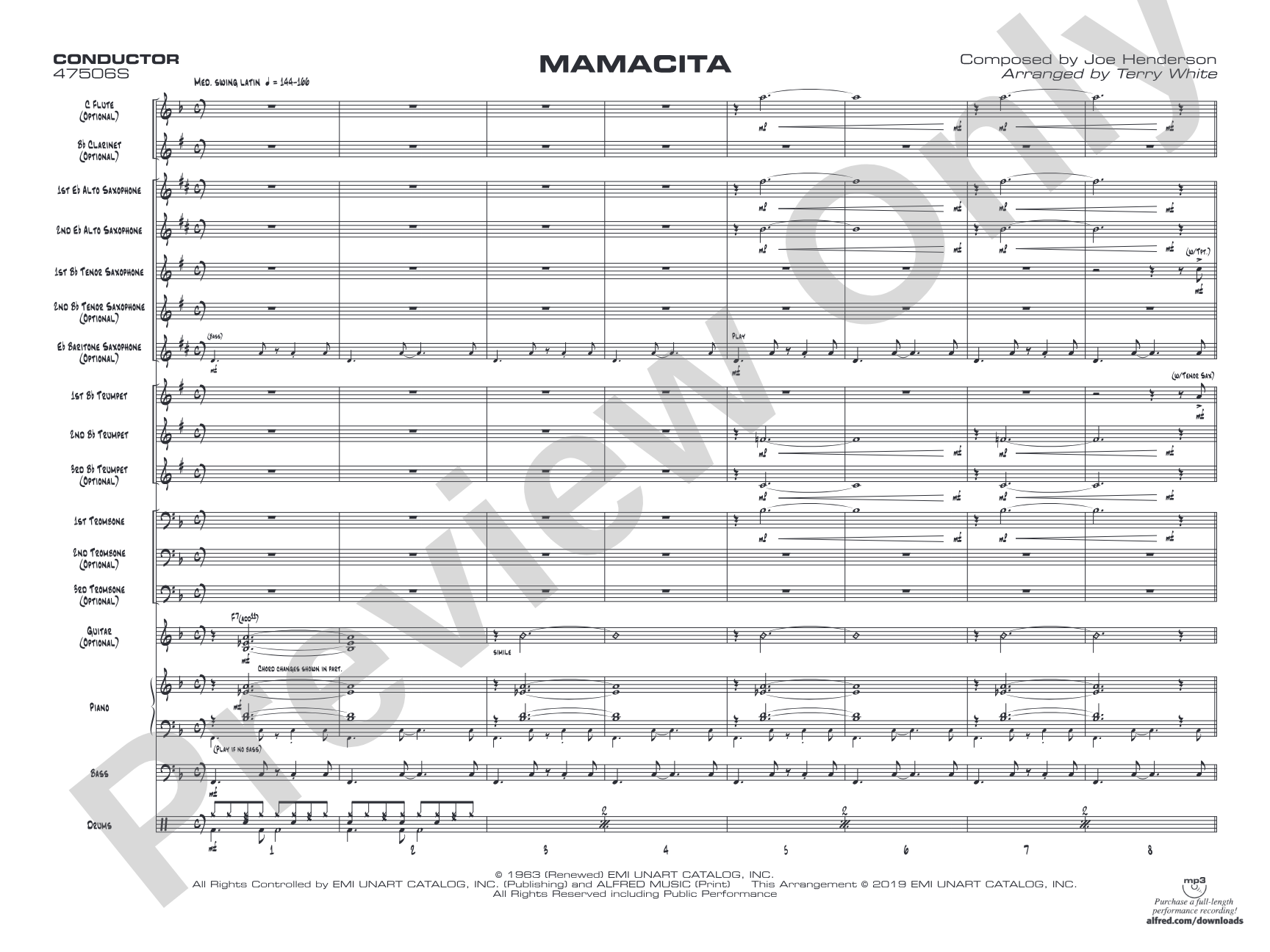 Mamacita: Jazz Ensemble Conductor Score & Parts