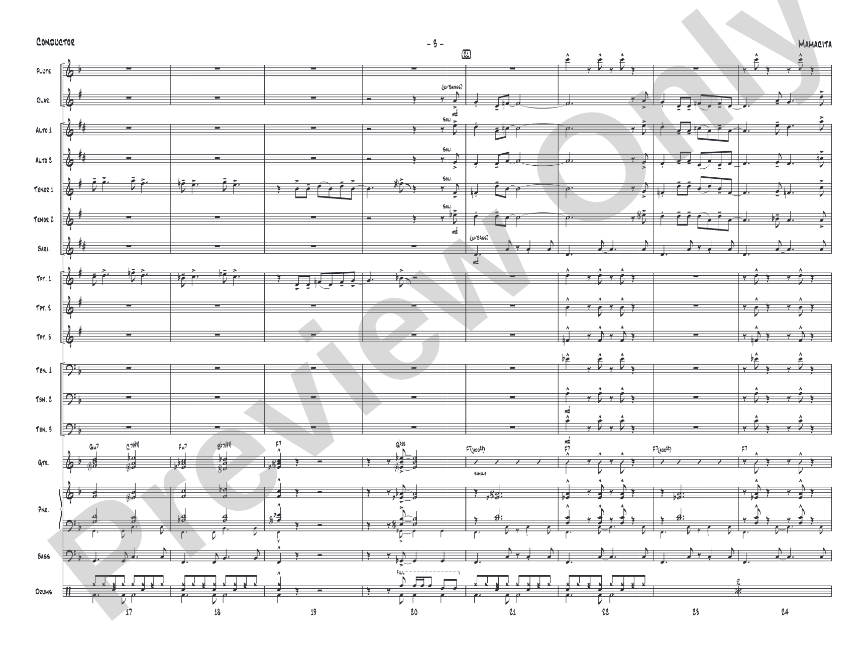 Mamacita: Jazz Ensemble Conductor Score & Parts