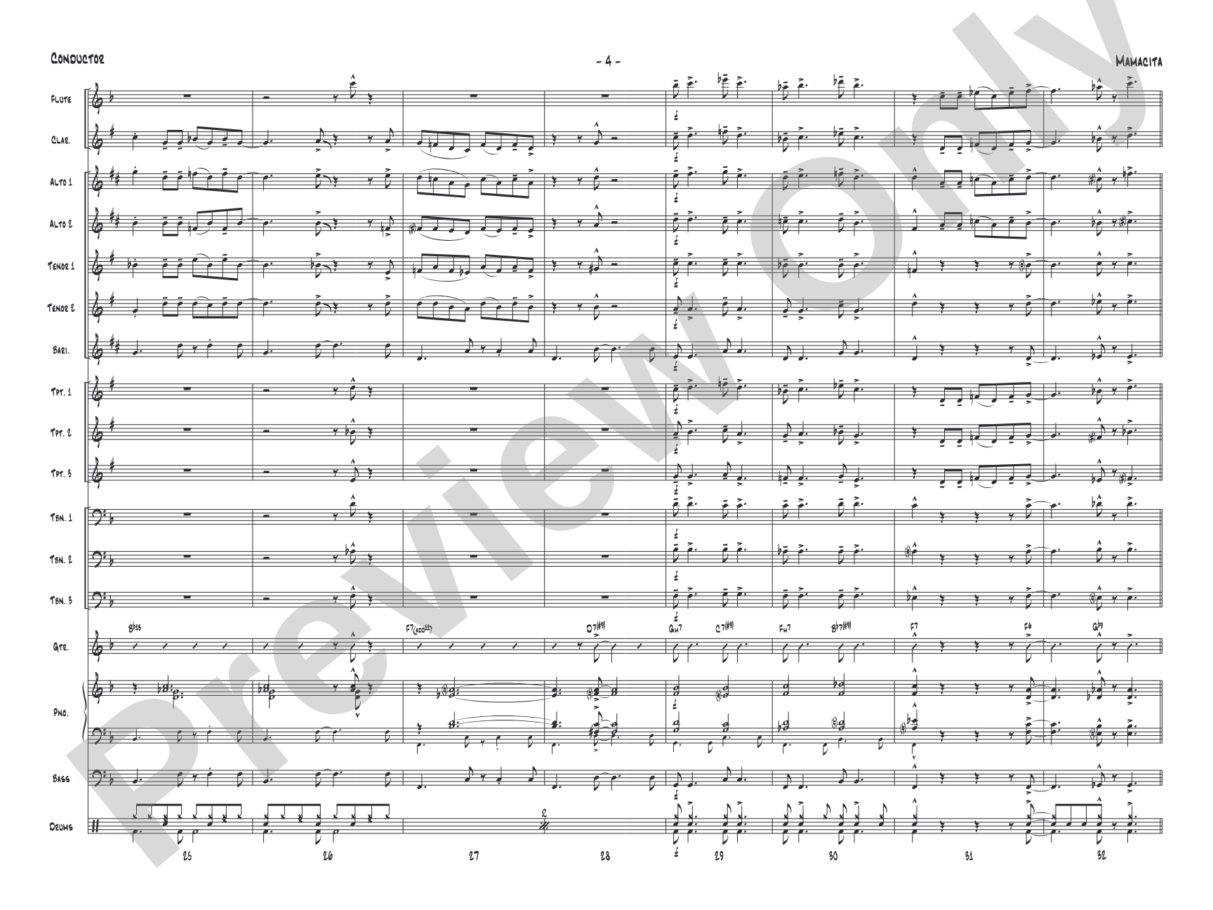 Mamacita: Jazz Ensemble Conductor Score & Parts