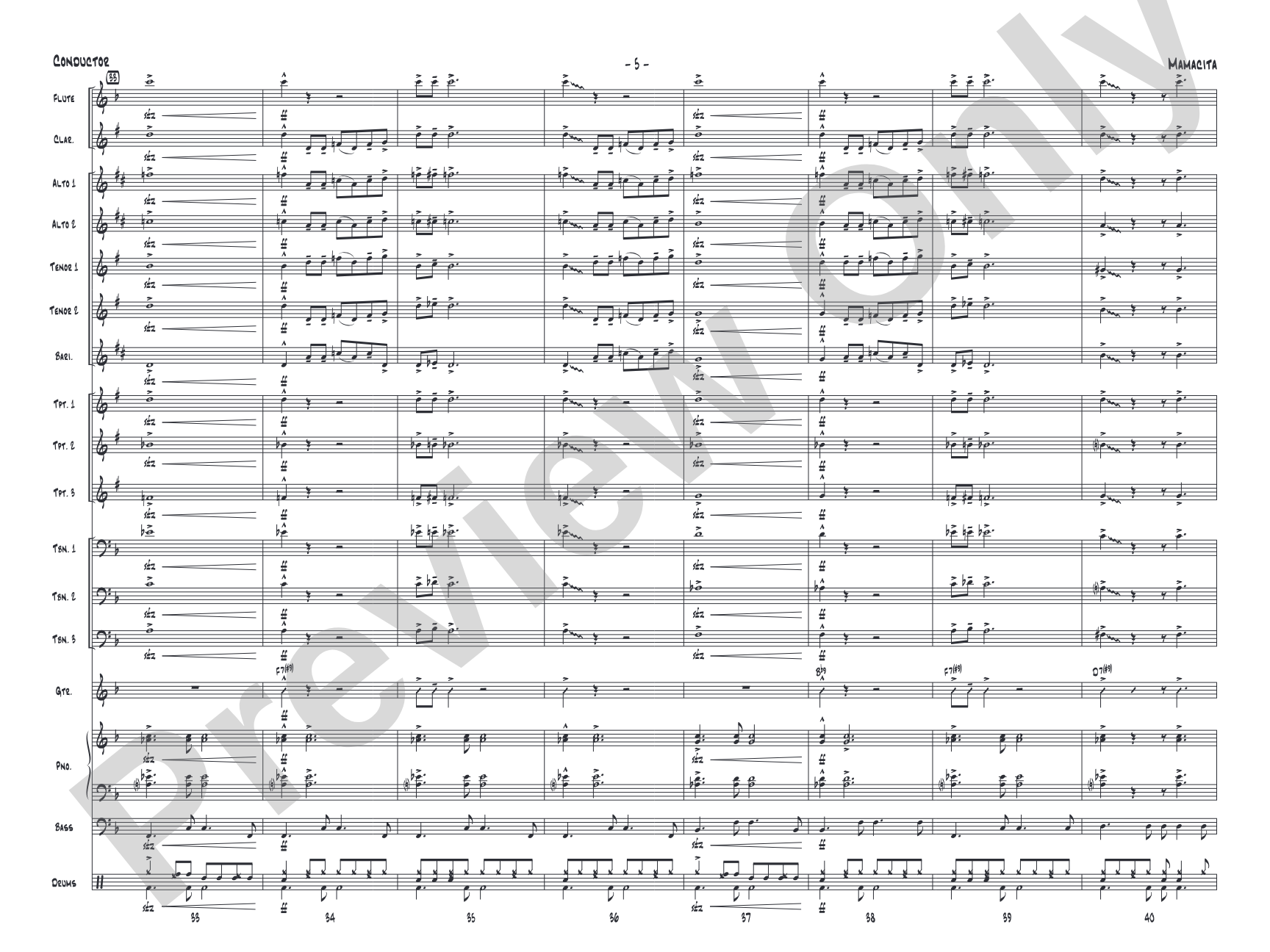 Mamacita: Jazz Ensemble Conductor Score & Parts