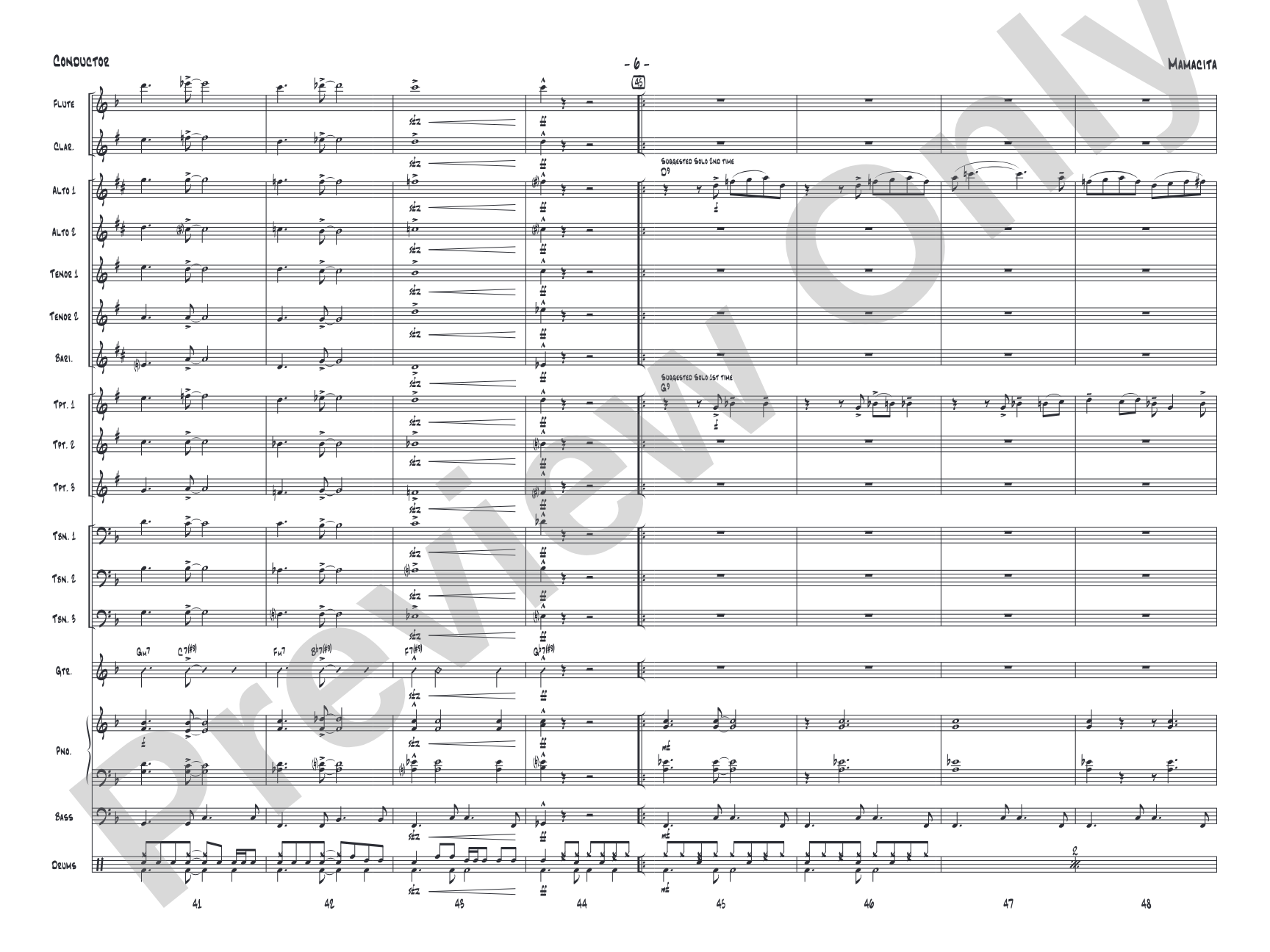 Mamacita: Jazz Ensemble Conductor Score & Parts