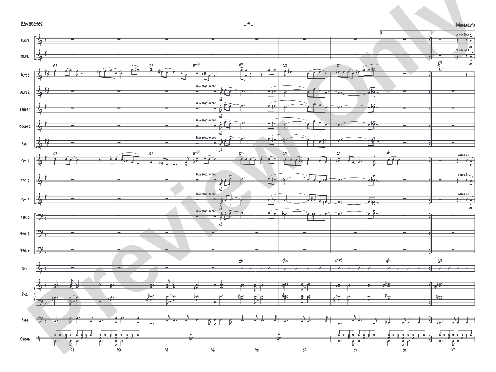 Mamacita: Jazz Ensemble Conductor Score & Parts