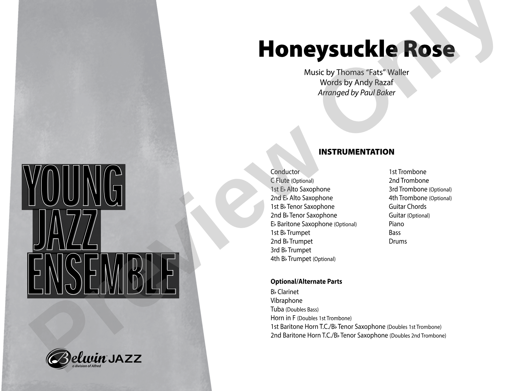 Honeysuckle Rose: Jazz Ensemble Conductor Score & Parts