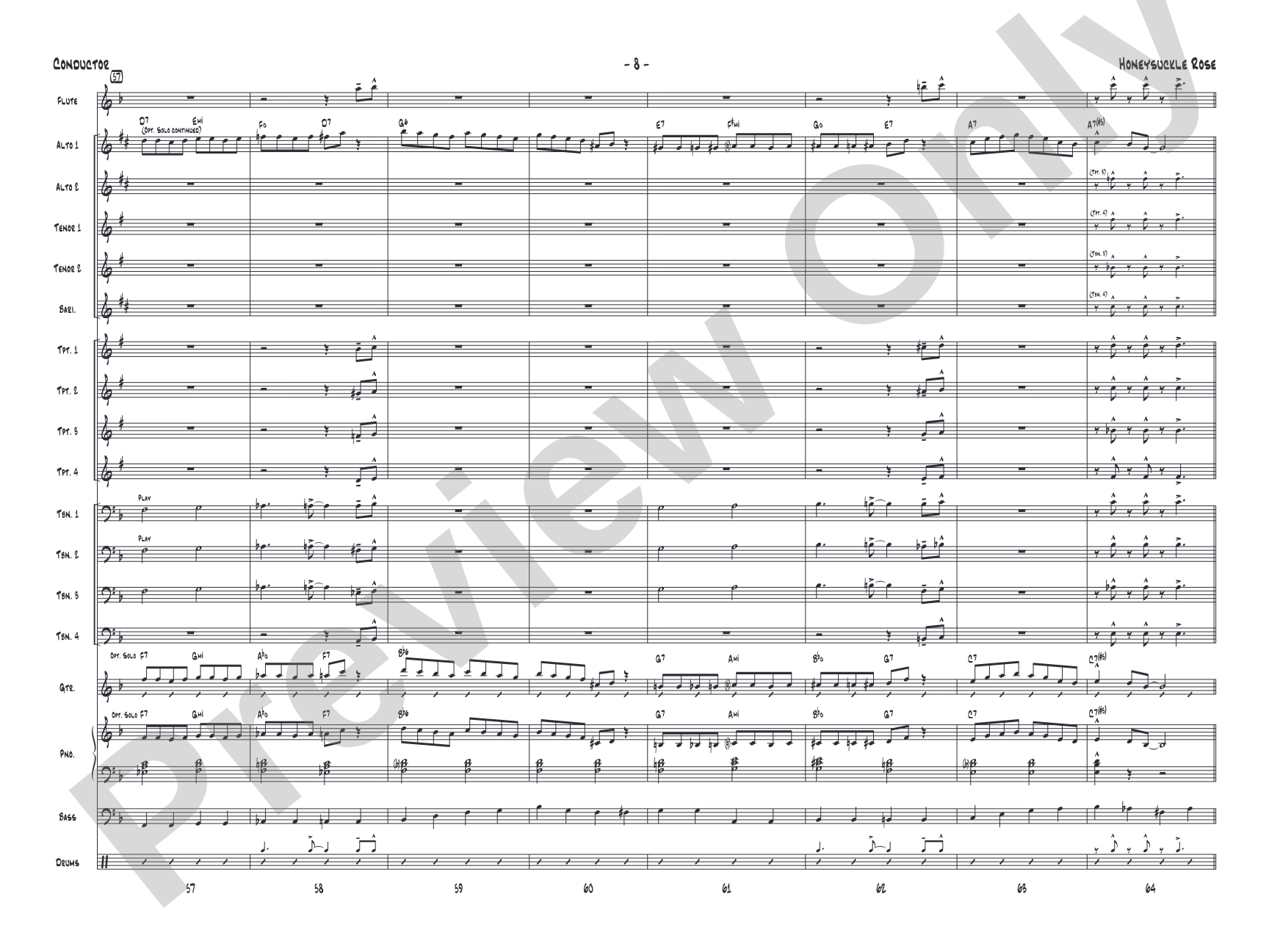 Honeysuckle Rose: Jazz Ensemble Conductor Score & Parts