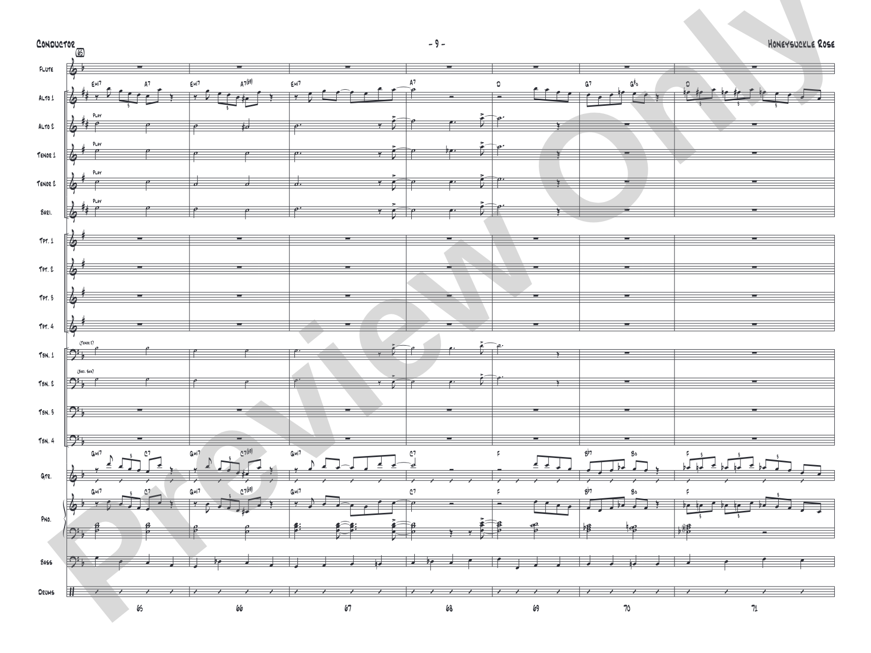 Honeysuckle Rose: Jazz Ensemble Conductor Score & Parts
